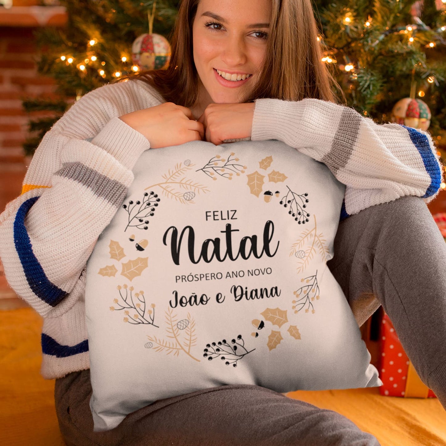 Almofada "Feliz Natal e Próspero Ano Novo"