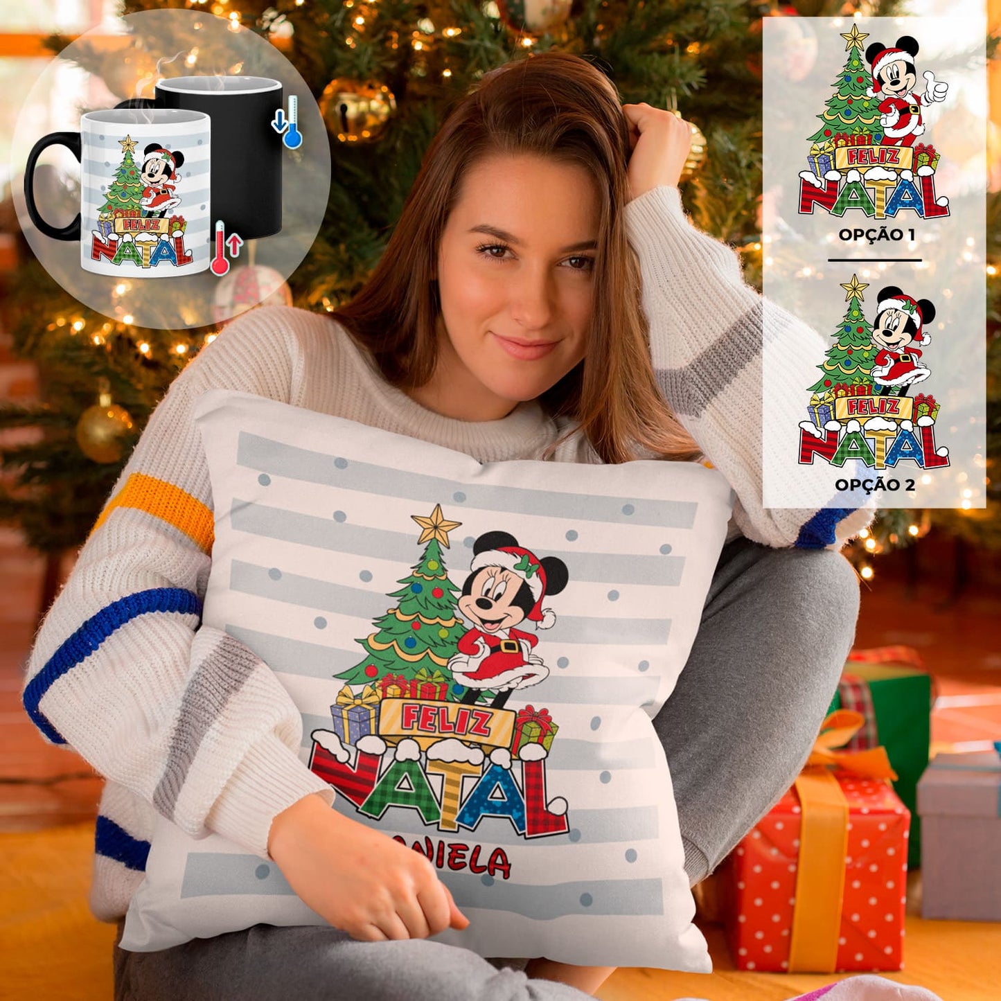 Almofada e/ou Caneca Mágica "Natal Colorido"