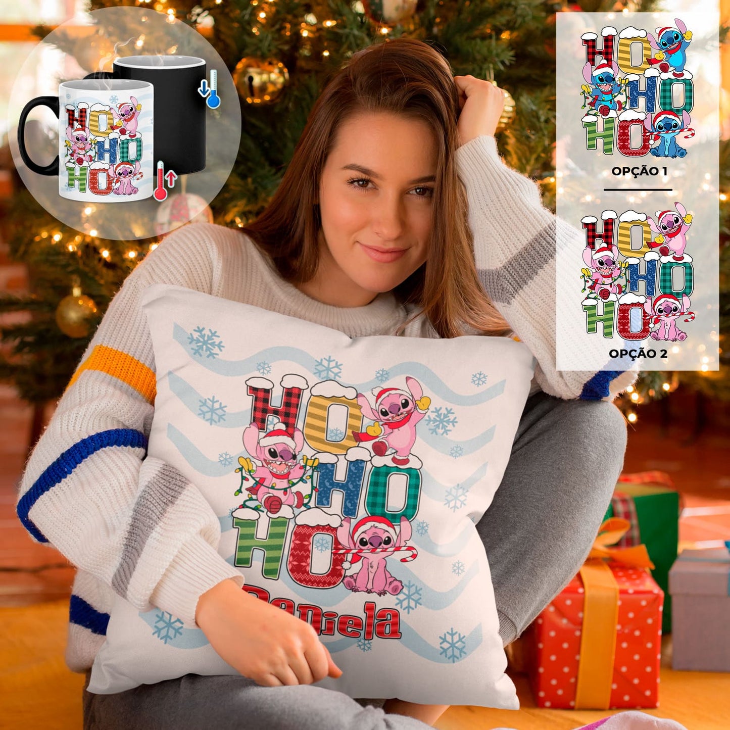 Almofada e/ou Caneca Mágica "Traquinas do Natal"