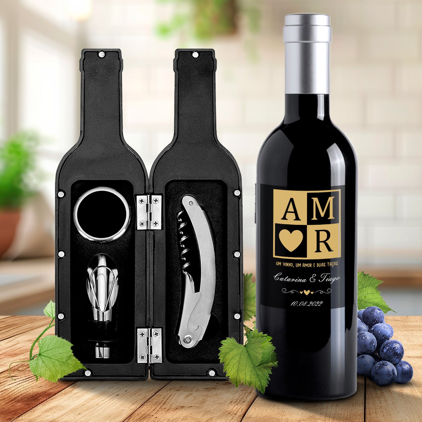 Kit de vinho "A M ♡ R"