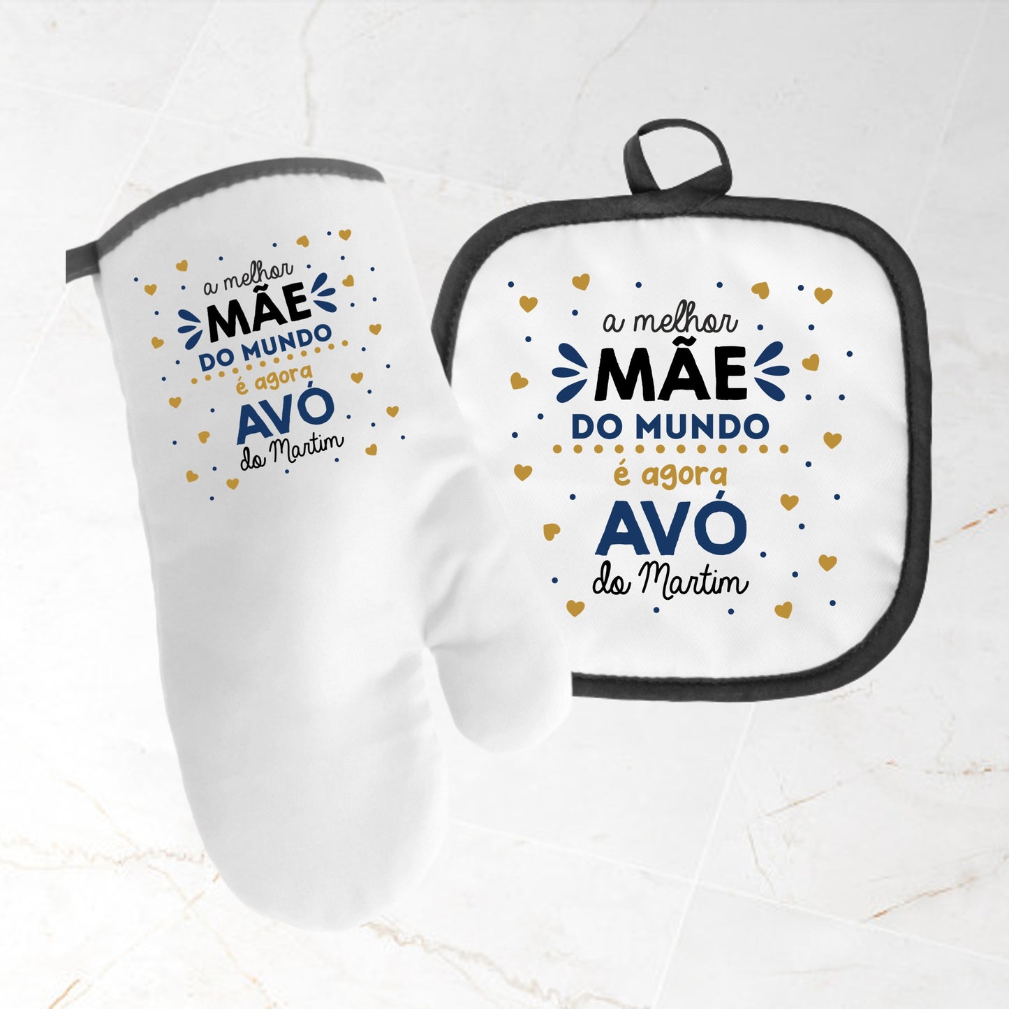 Avental e/ou Luva+Pega "A melhor mãe do mundo é agora avó"
