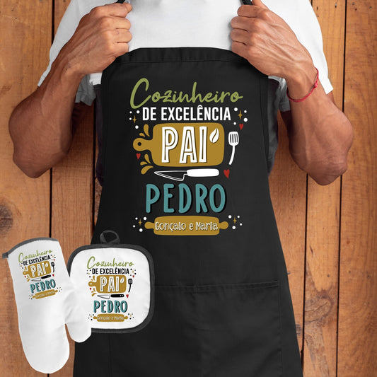 Avental e/ou Luva+Pega "Cozinheiro de excelência"