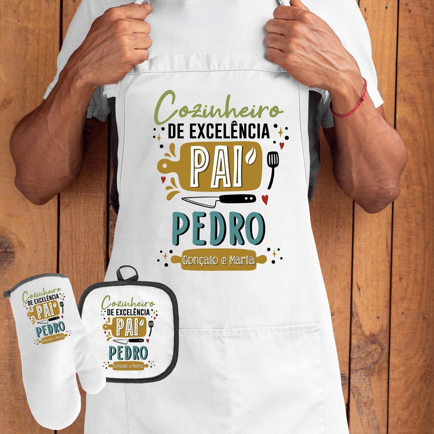 Avental e/ou Luva+Pega "Cozinheiro de excelência"