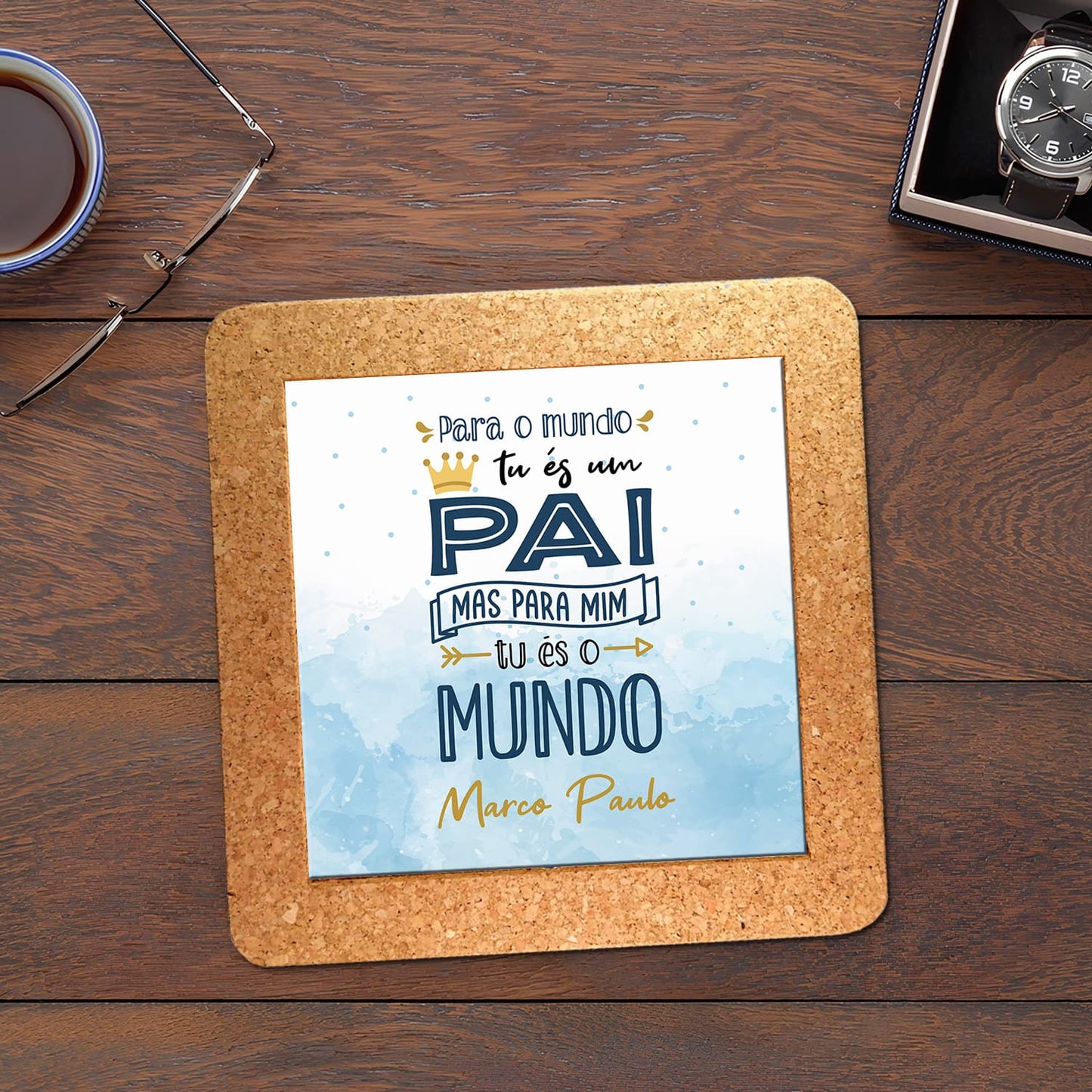 Base de cortiça "Tu és o mundo"