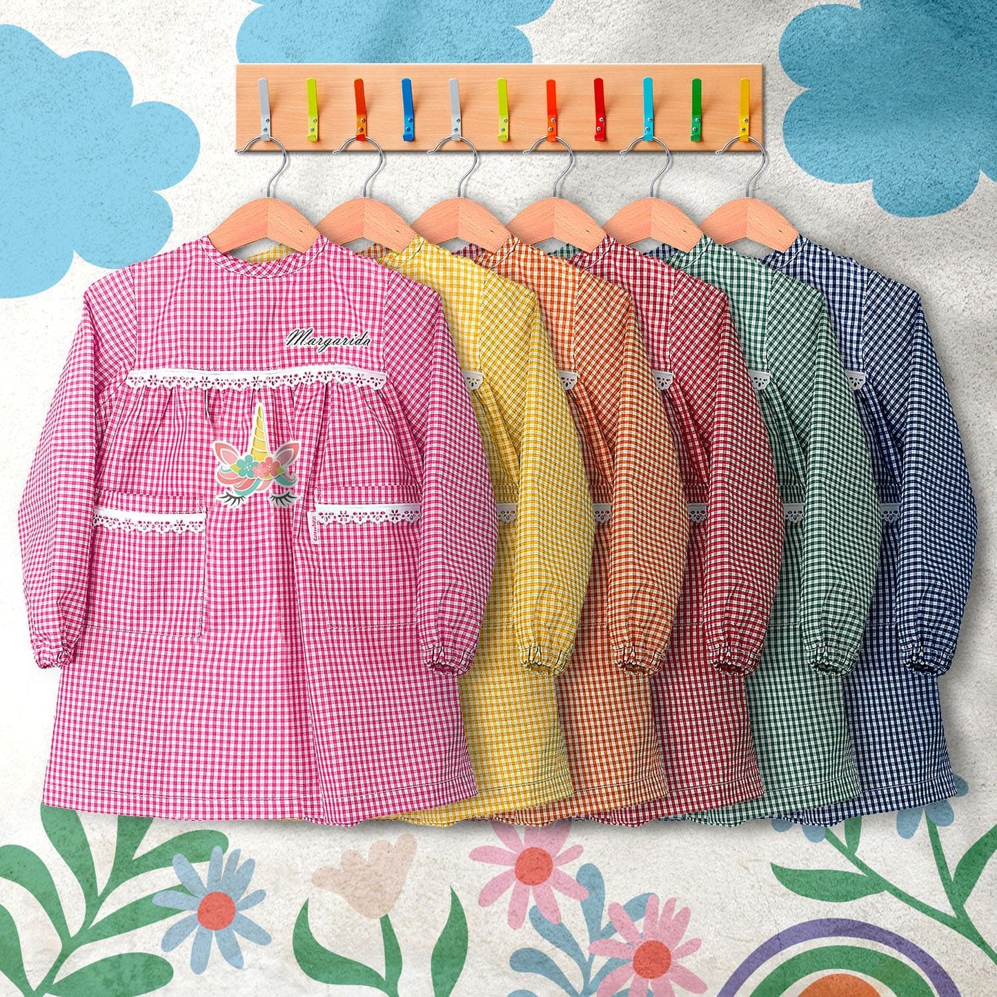Bata Escolar e/ou Panamá "Unicórnio Floral"