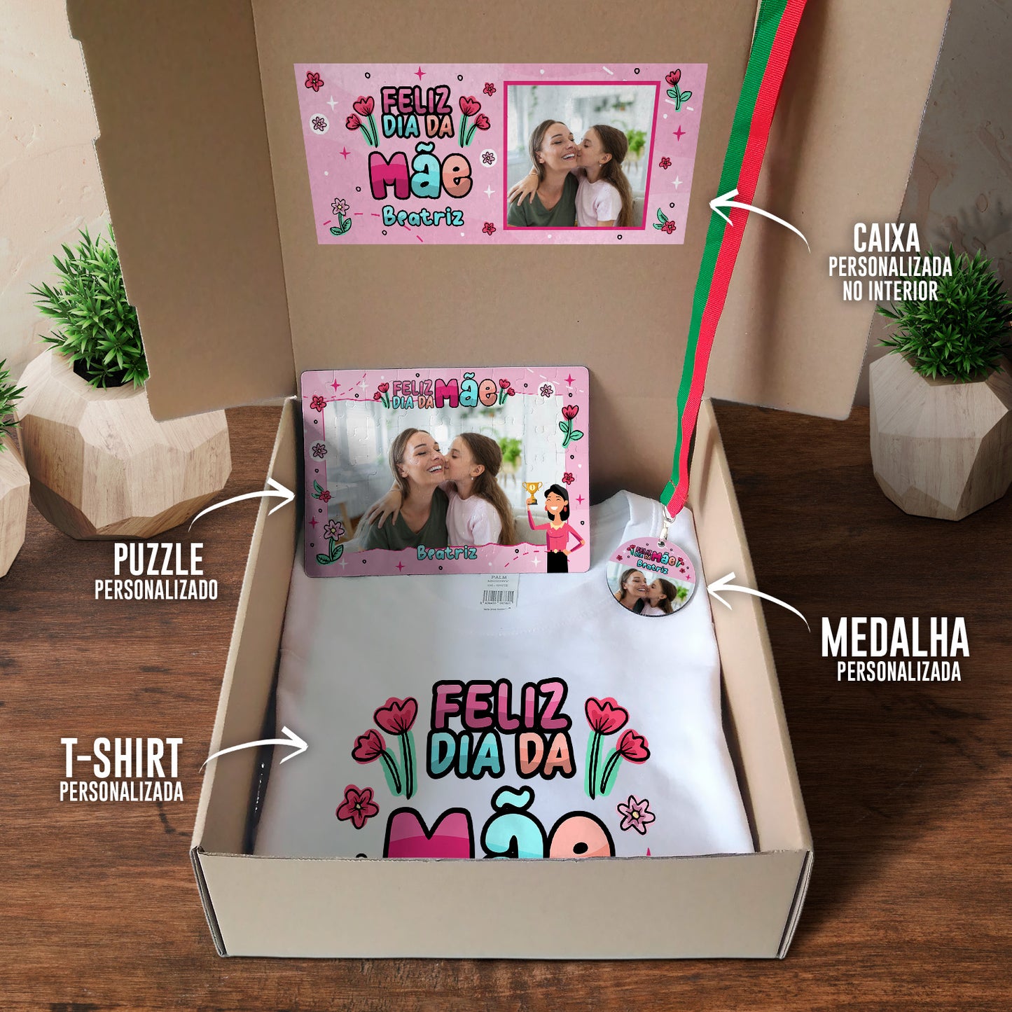 Box T-shirt + Puzzle + Medalha "Troféu"