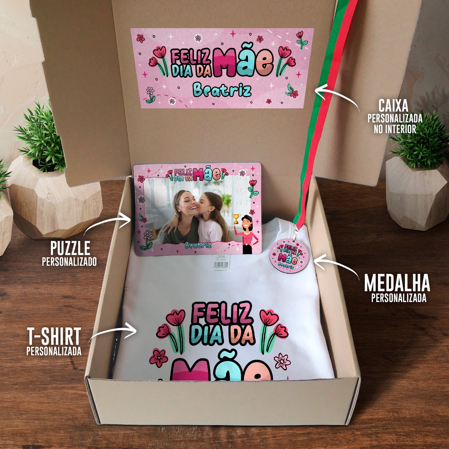 Box T-shirt + Puzzle + Medalha "Troféu"