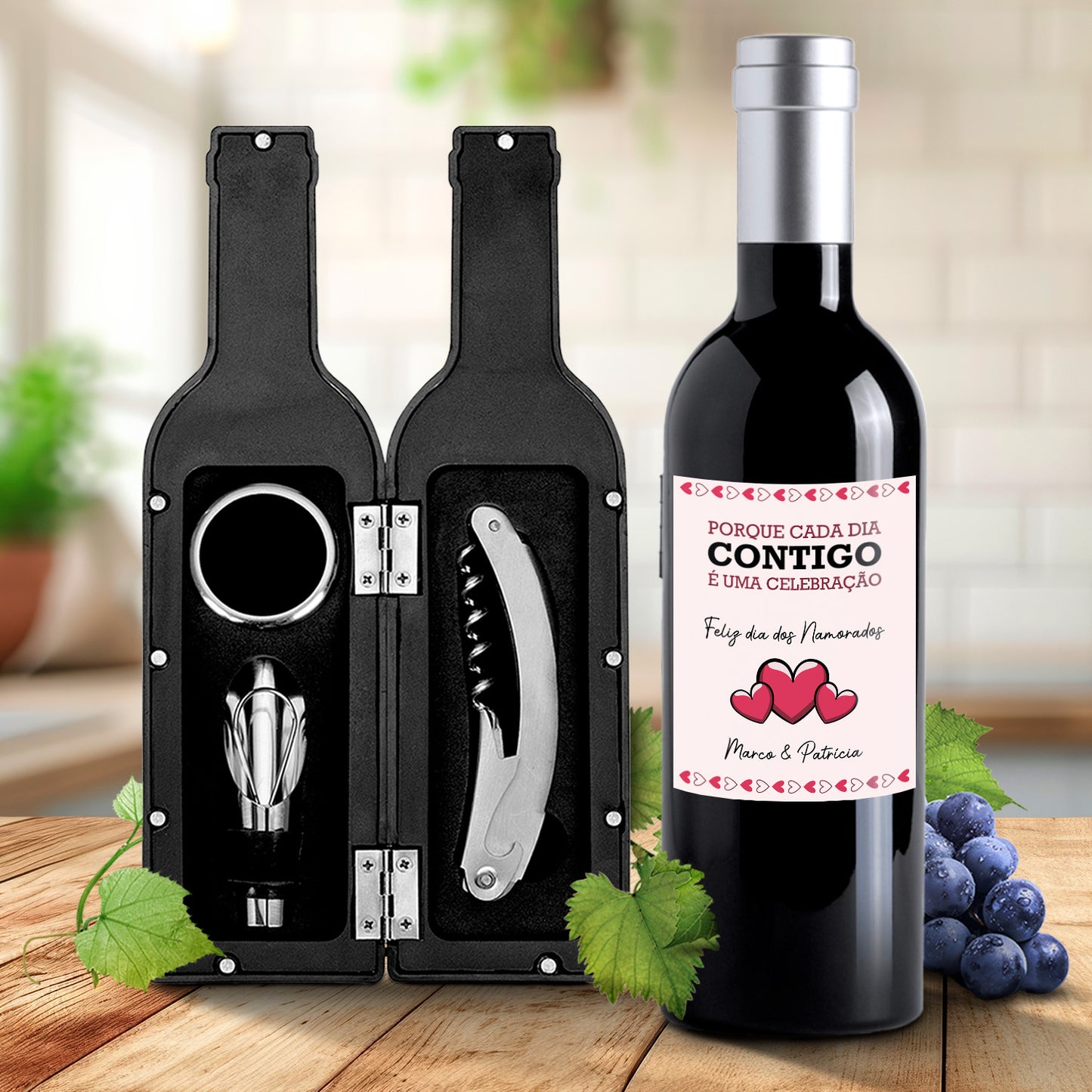 Kit de vinho "Contigo é uma Celebração"