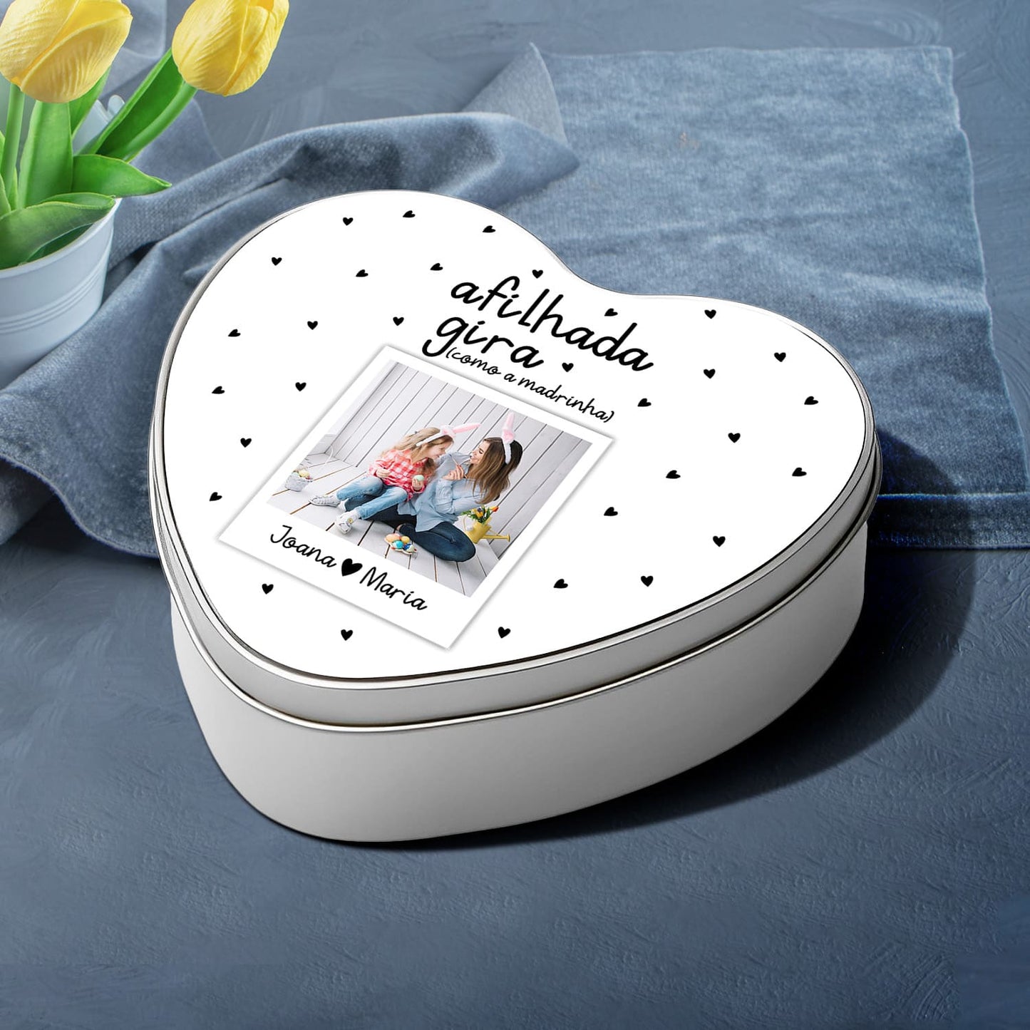 Caixa coração metálica "Giro(a)"