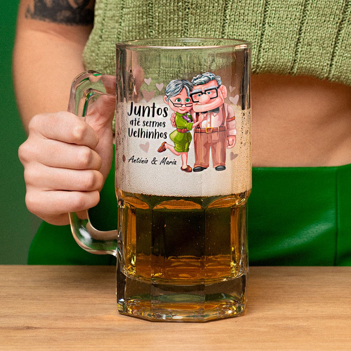 Caneca para Cerveja e/ou Abre-garrafas "Juntos até sermos velhinhos"