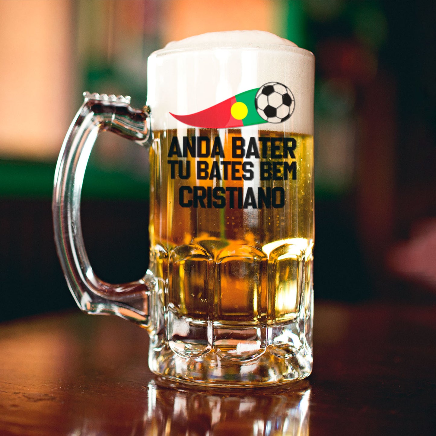 Caneca para Cerveja e/ou Abre-garrafas "Anda bater, tu bates bem"