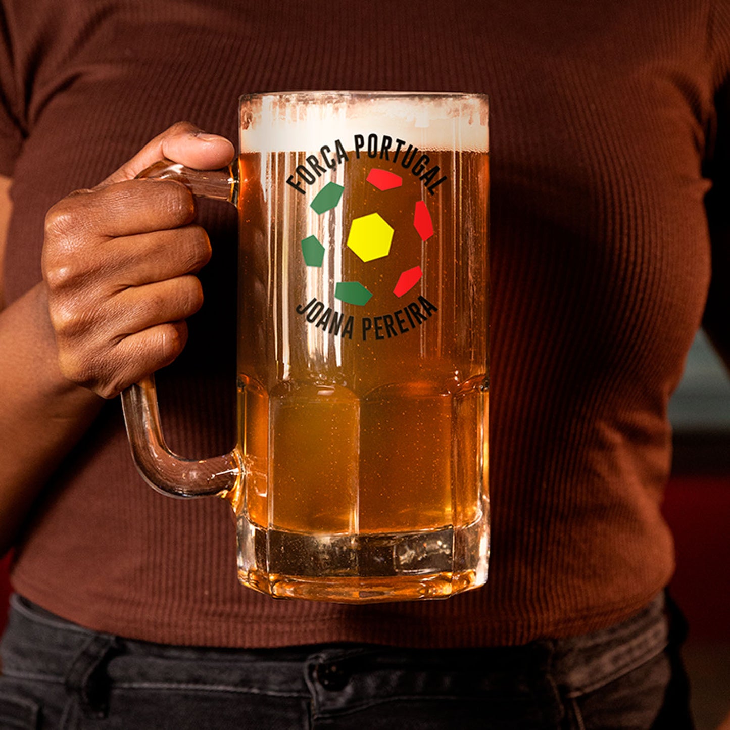 Caneca para Cerveja e/ou Abre-garrafas "Força Portugal"