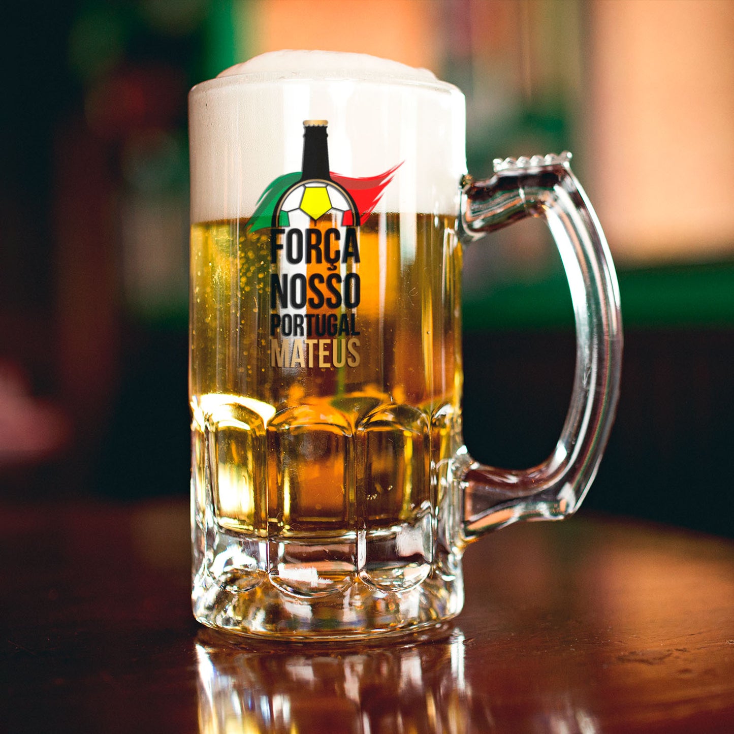 Caneca para Cerveja e/ou Abre-garrafas "Força nosso Portugal"