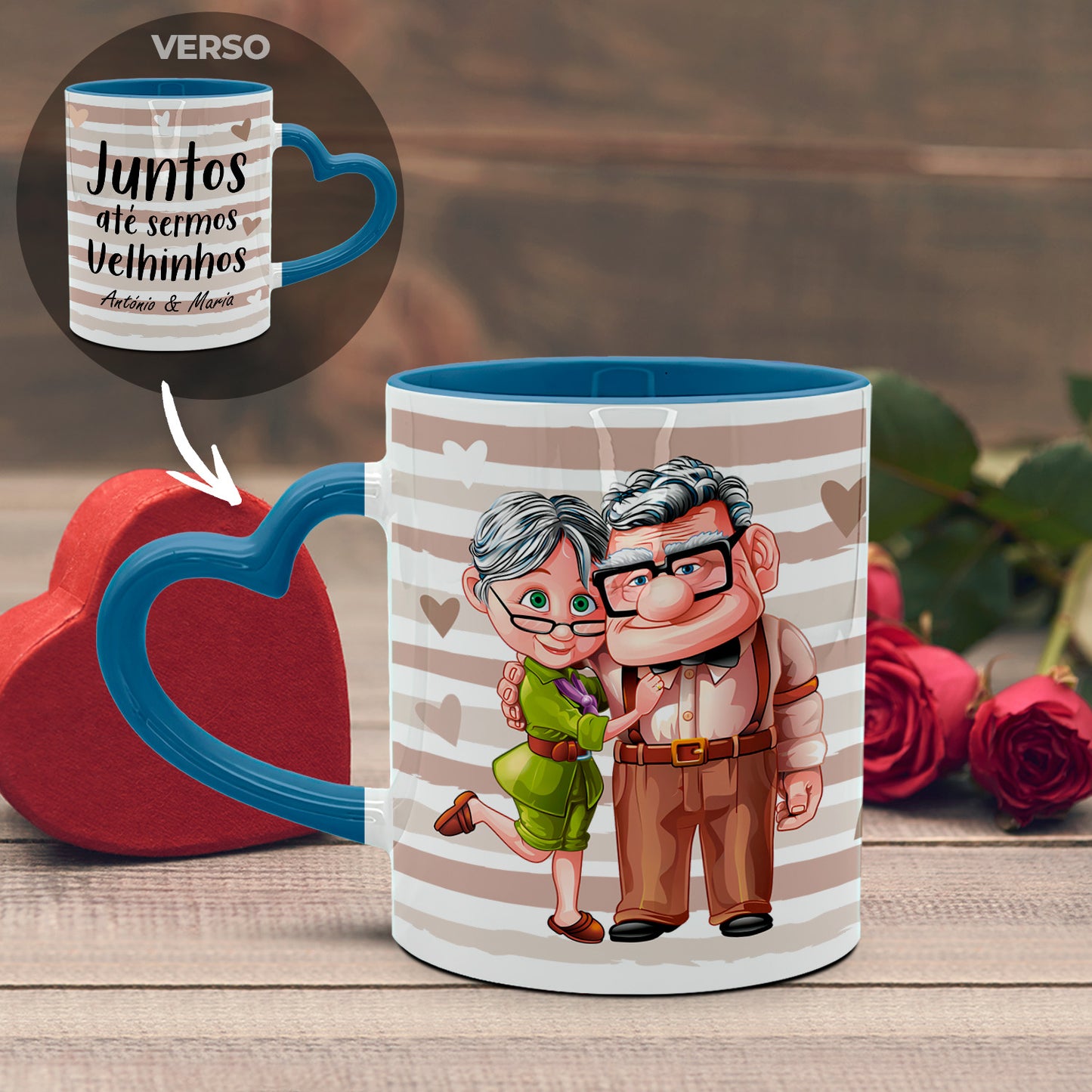 Caneca(s) Pega Coração "Juntos até sermos velhinhos"