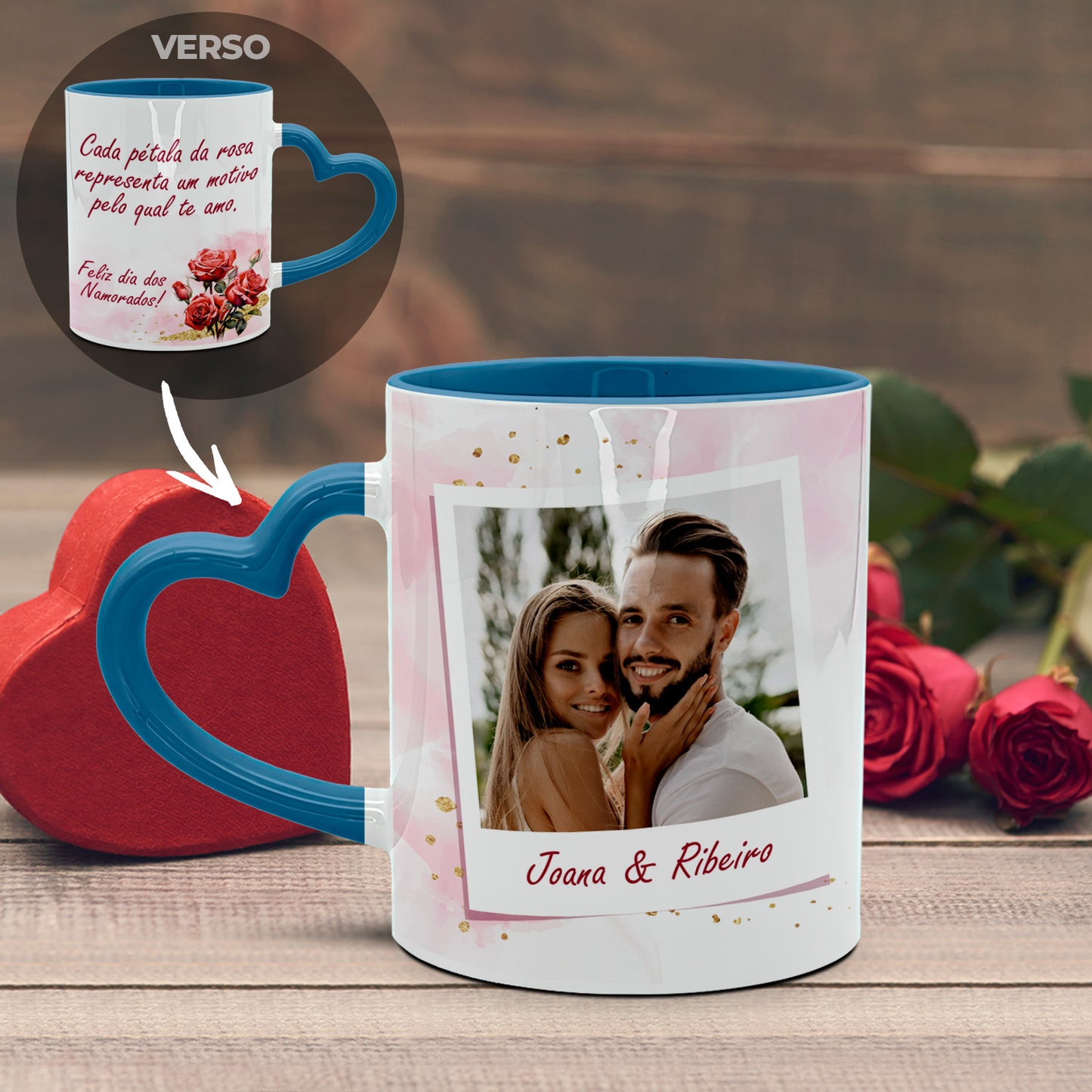 Caneca Pega Coração "Bouquet de Rosas"