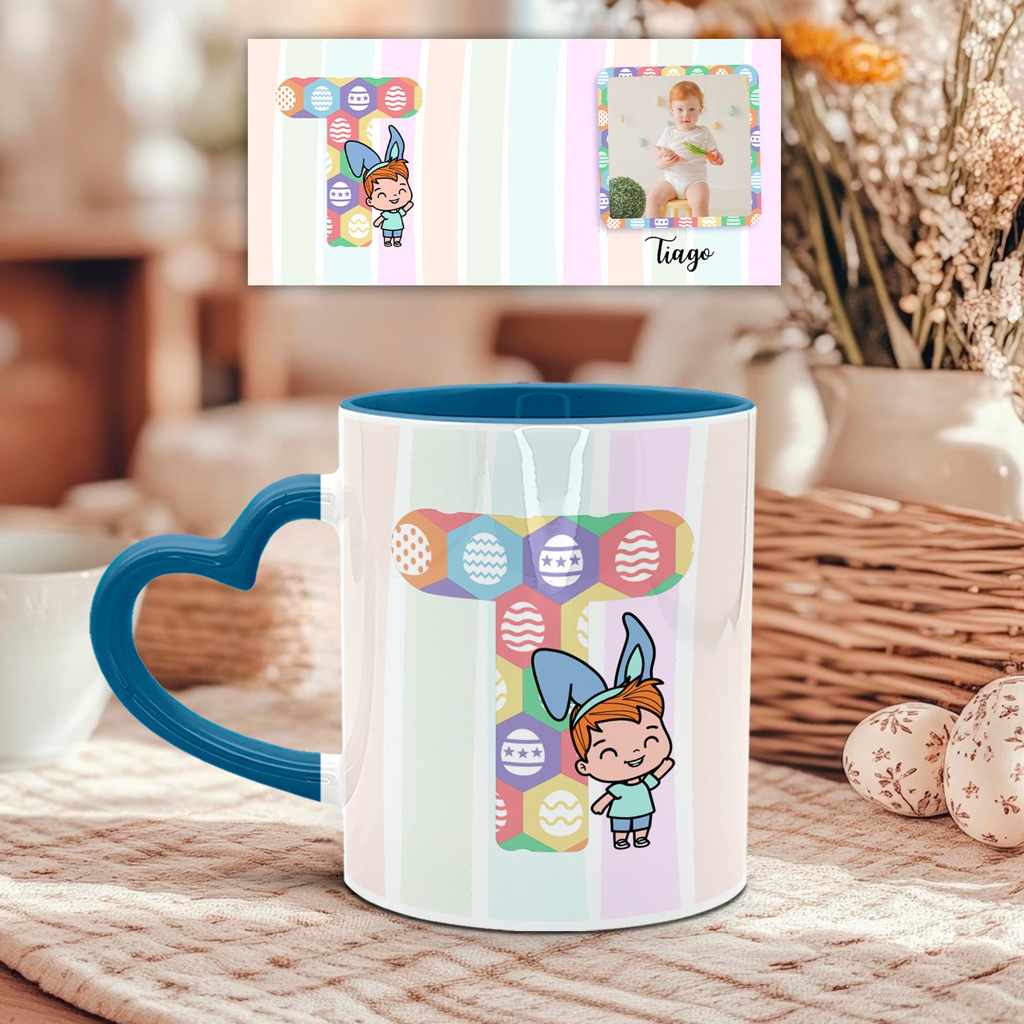 Caneca Pega Coração "Inicial Colorida"