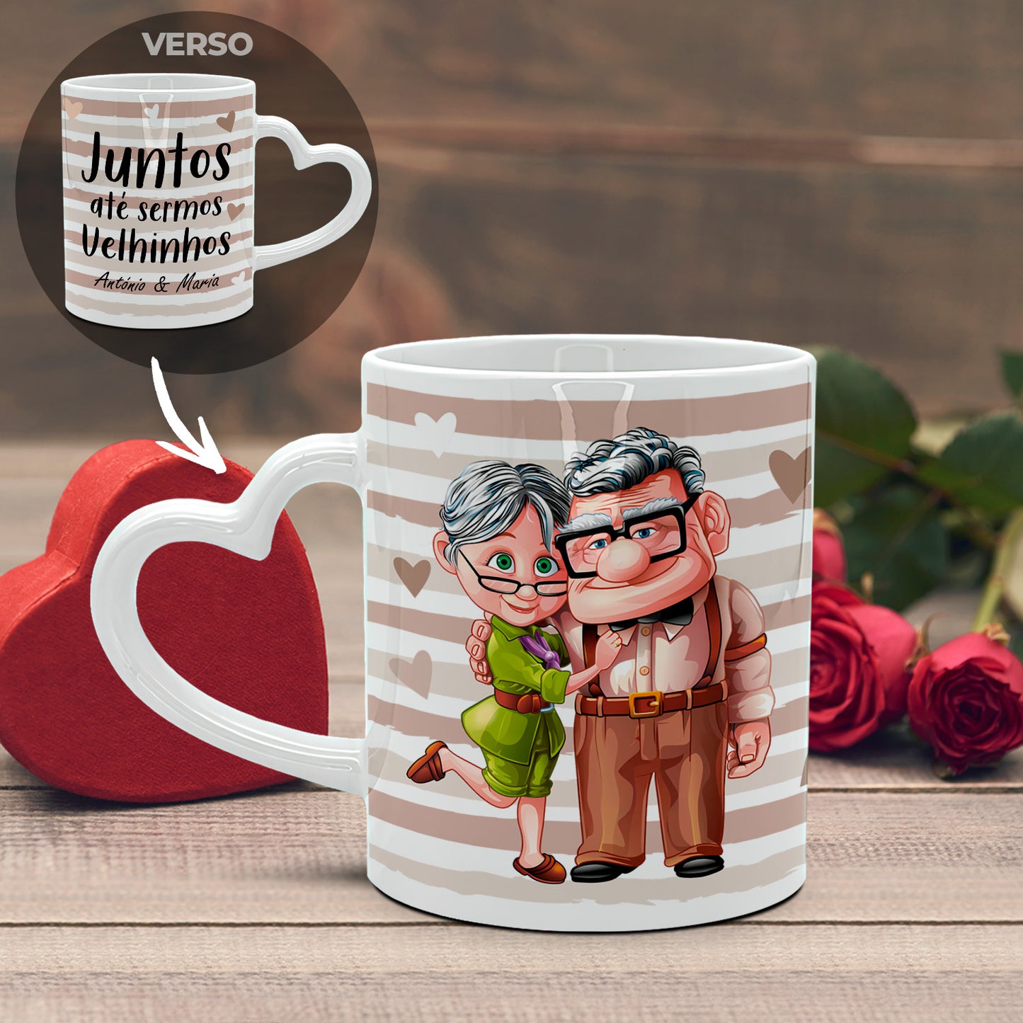 Caneca(s) Pega Coração "Juntos até sermos velhinhos"