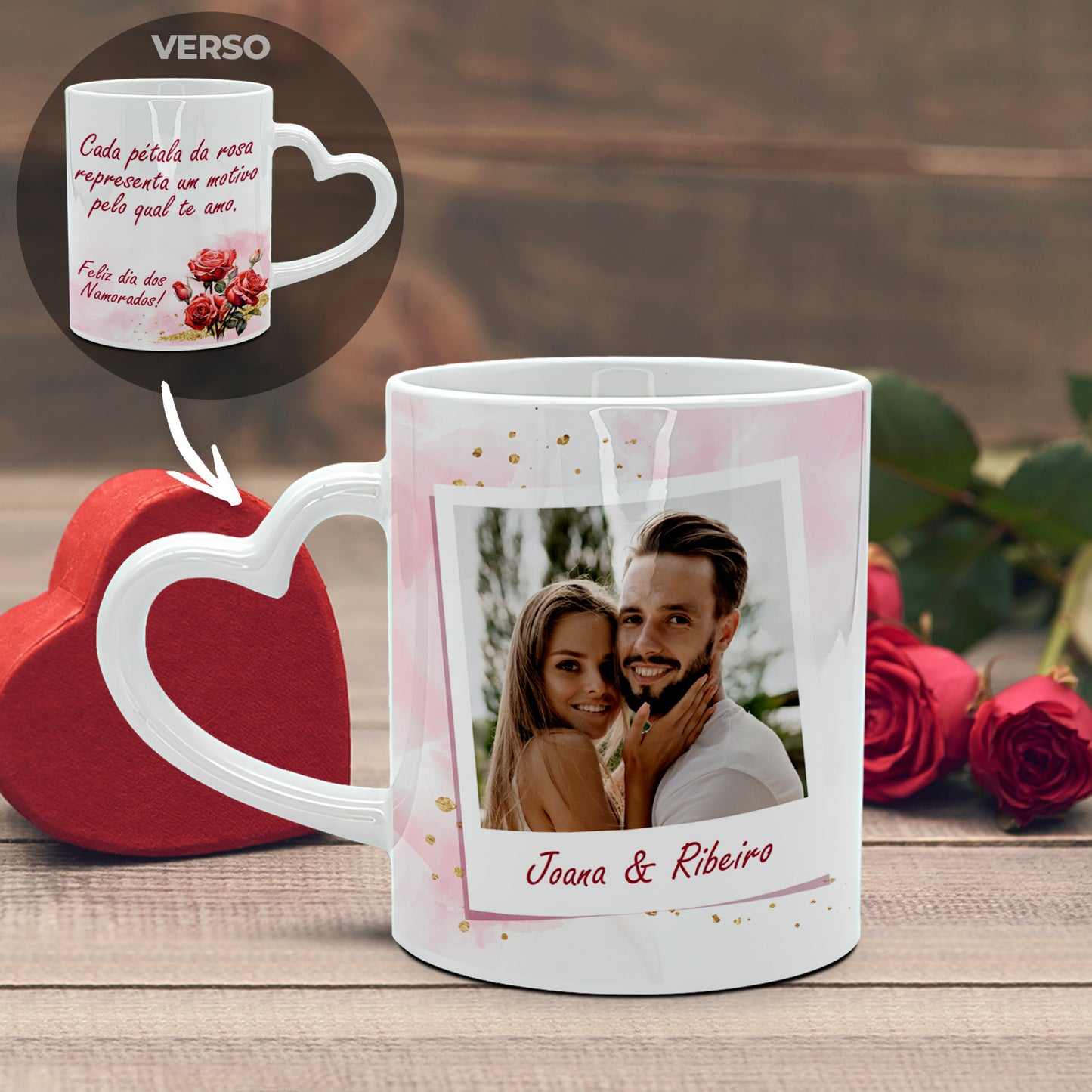 Caneca Pega Coração "Bouquet de Rosas"