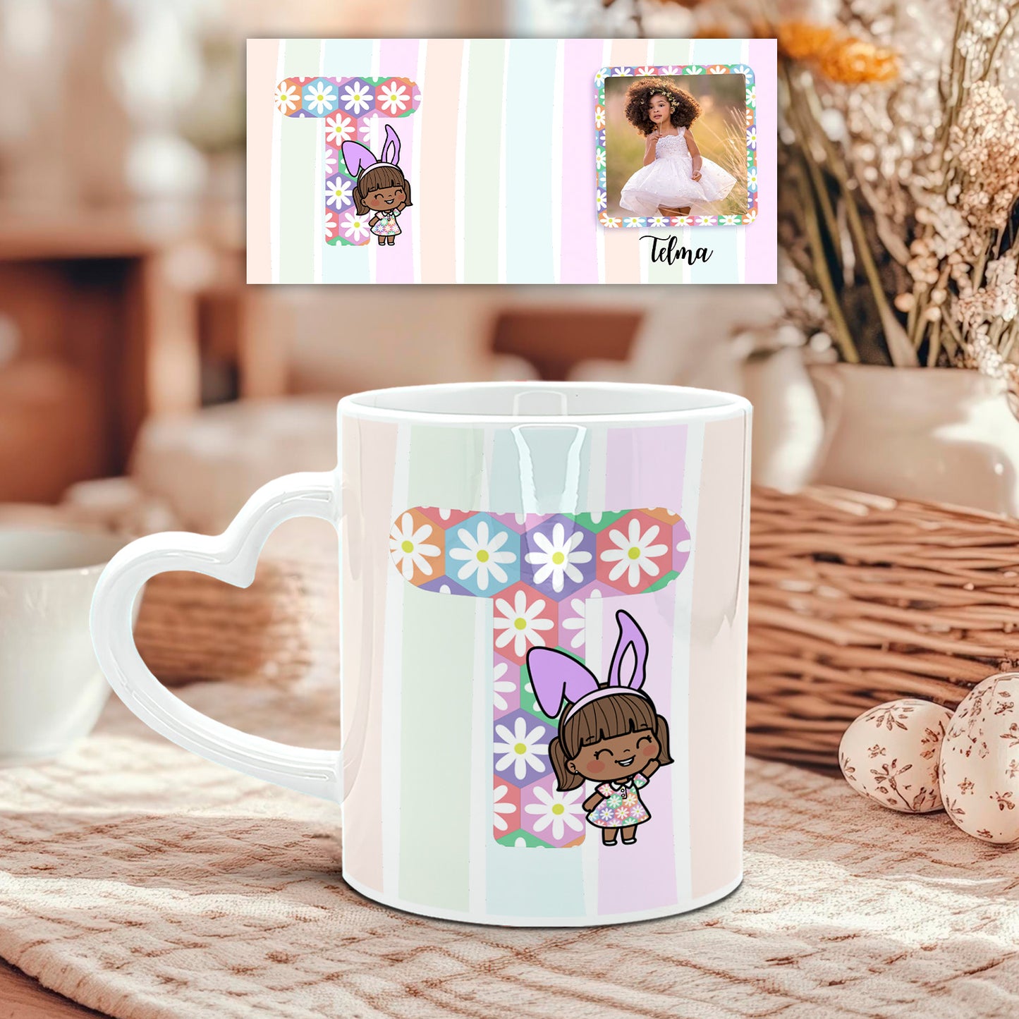 Caneca Pega Coração "Inicial Colorida"