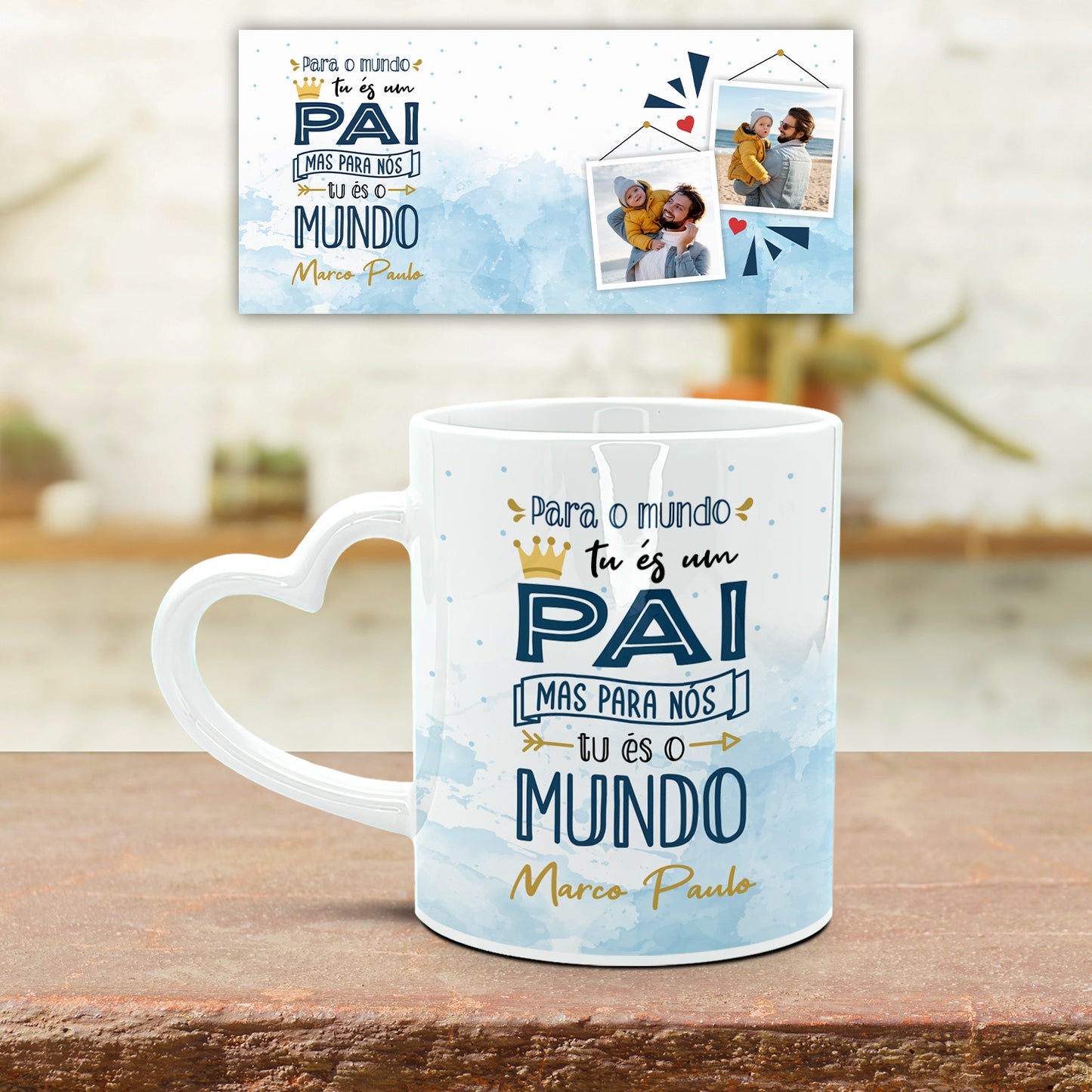 Caneca Pega Coração "Tu és o mundo"