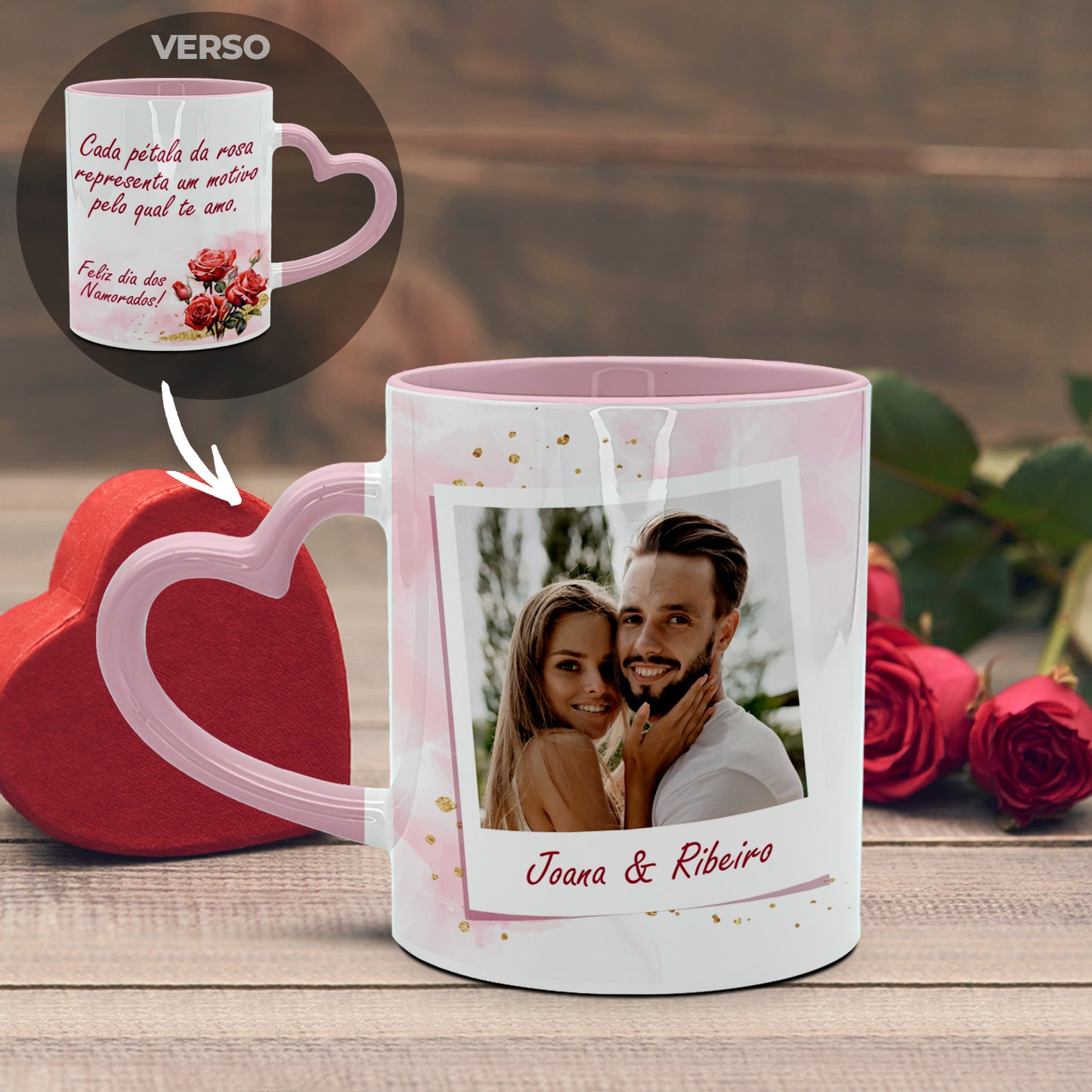 Caneca Pega Coração "Bouquet de Rosas"