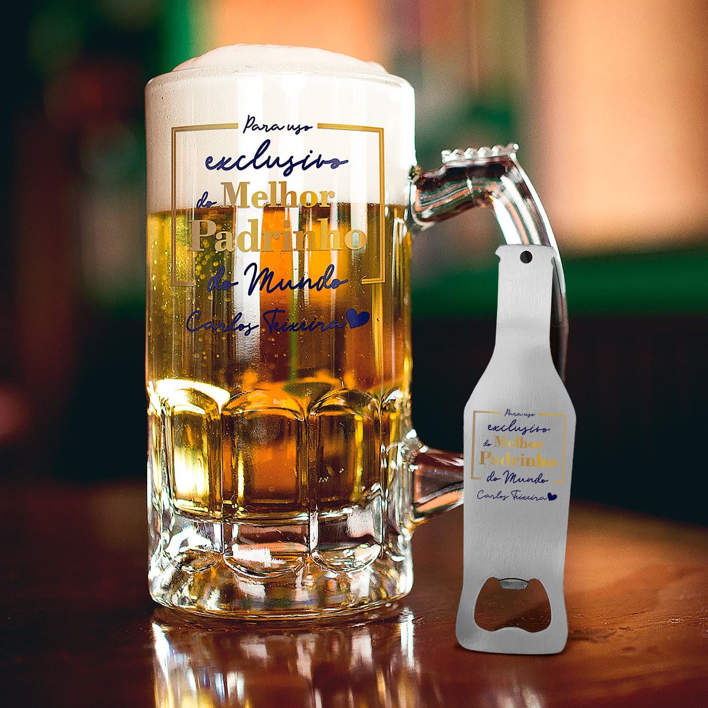 Caneca para Cerveja e/ou Abre-garrafas "Para uso exclusivo"