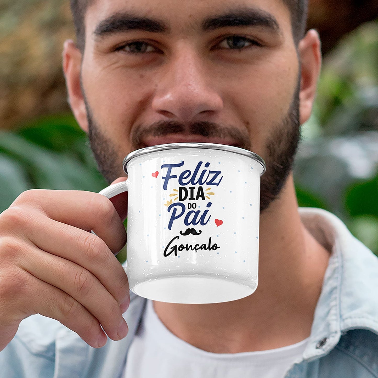 Caneca de Esmalte "Feliz Dia do Pai"