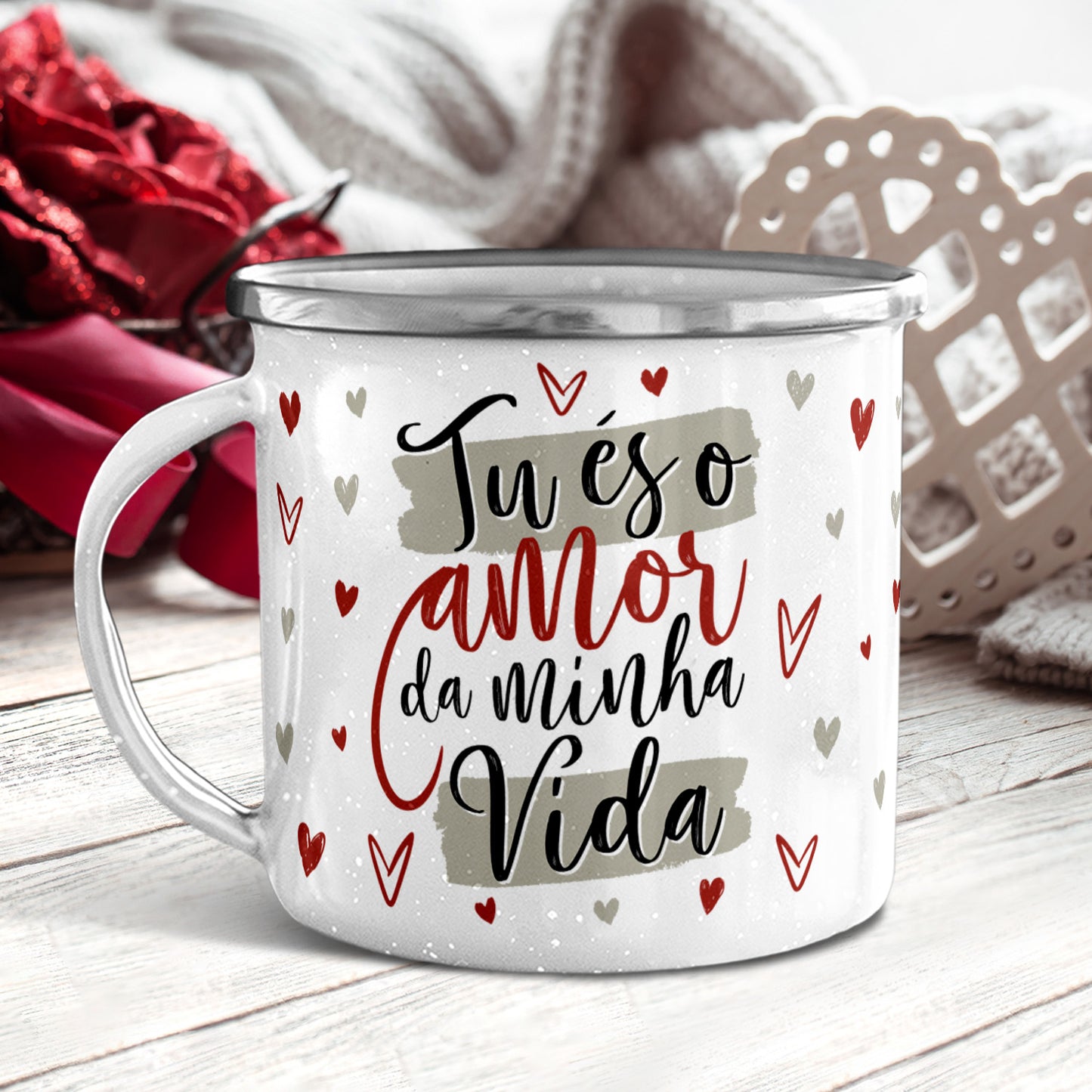 Caneca de Esmalte "Tu és o amor da minha vida"
