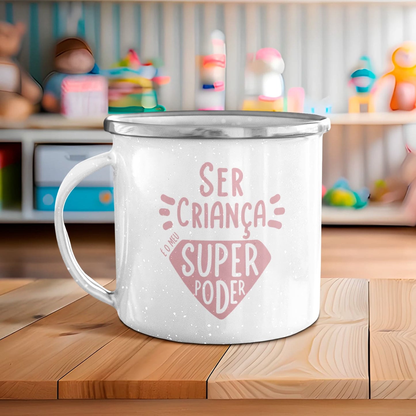 Caneca de Esmalte "Ser criança é o meu super poder"