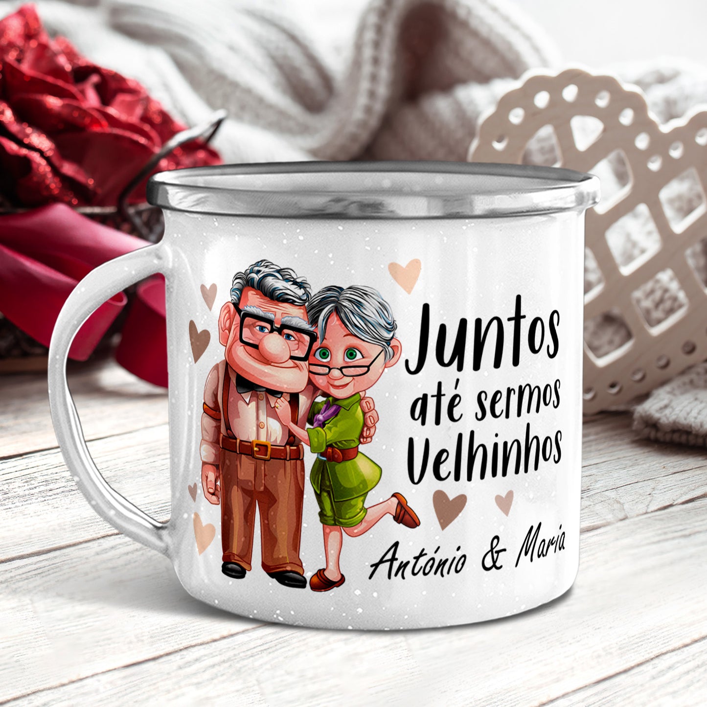 Caneca(s) de Esmalte "Juntos até sermos velhinhos"