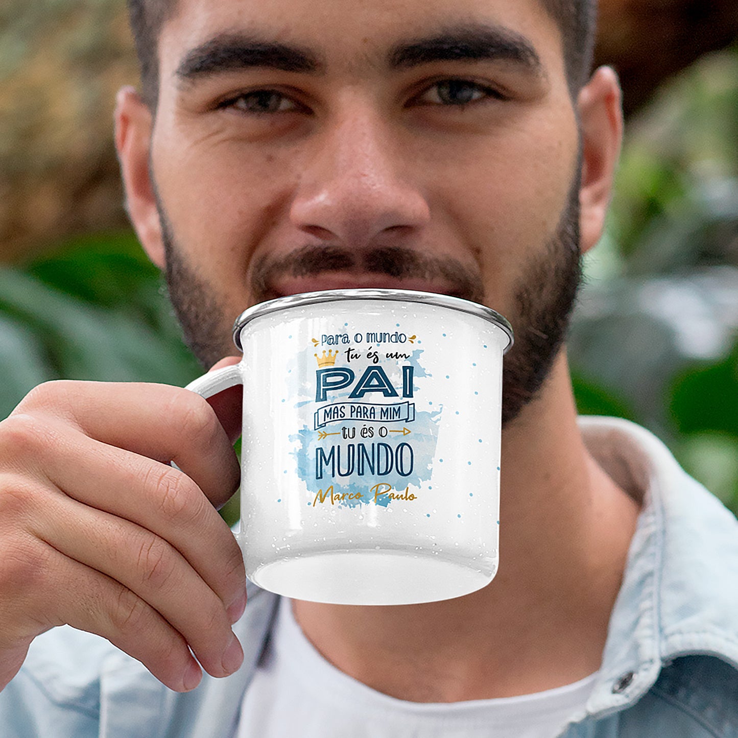 Caneca de Esmalte "Tu és o mundo"