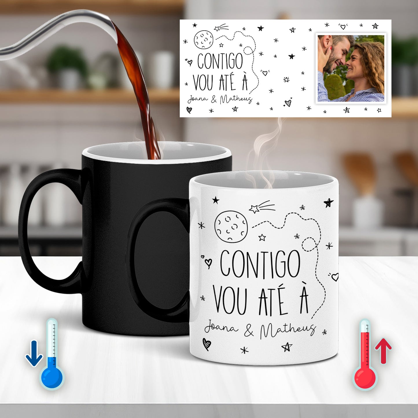 Caneca mágica "Contigo vou até à lua"