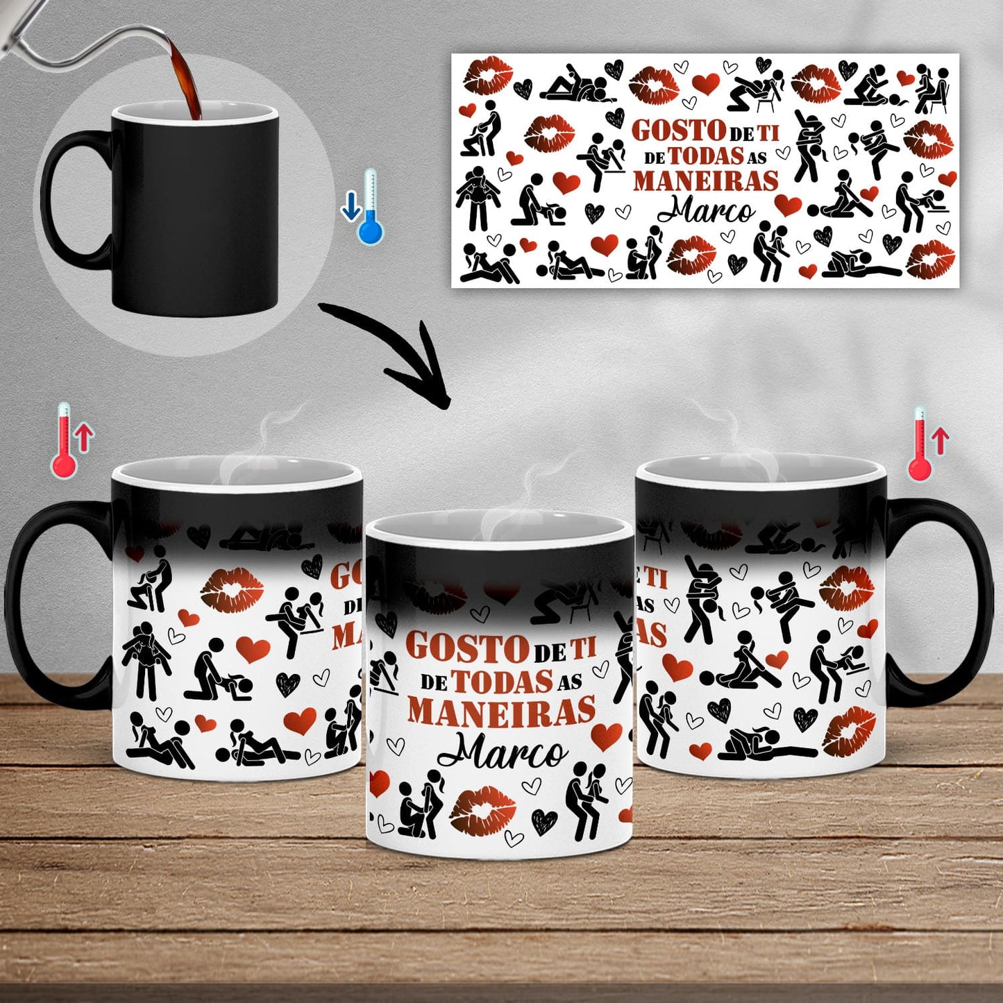 Caneca mágica "Gosto de ti de todas as maneiras"