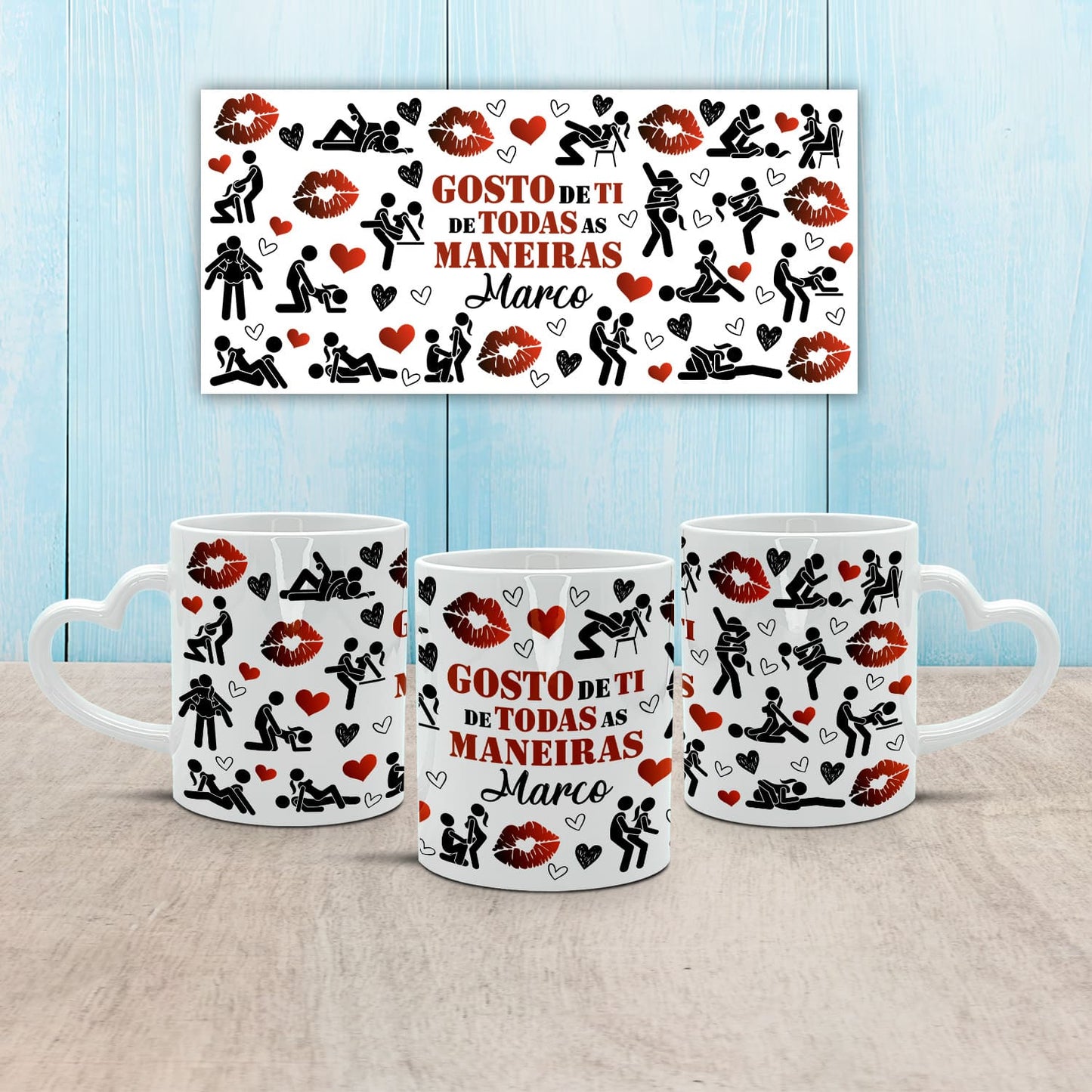 Caneca Pega Coração "Gosto de ti de todas as maneiras"