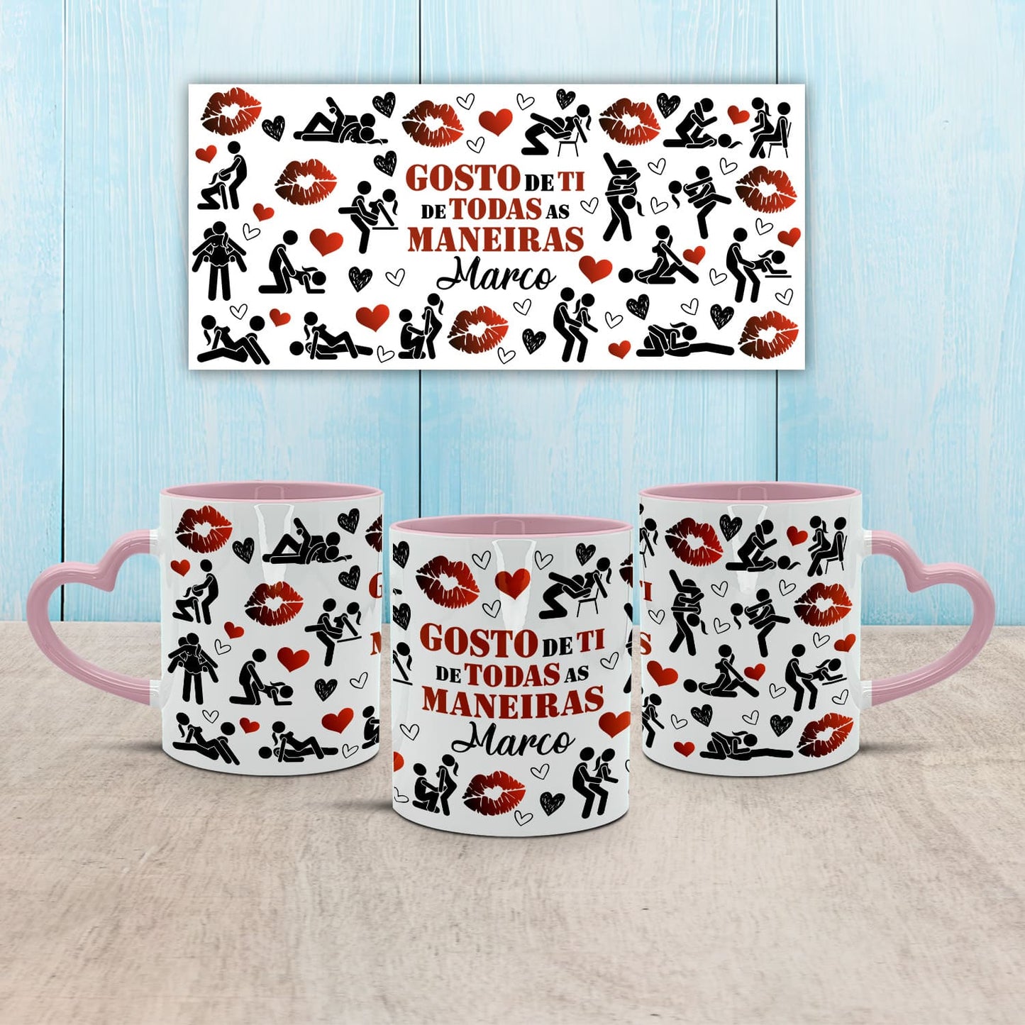 Caneca Pega Coração "Gosto de ti de todas as maneiras"