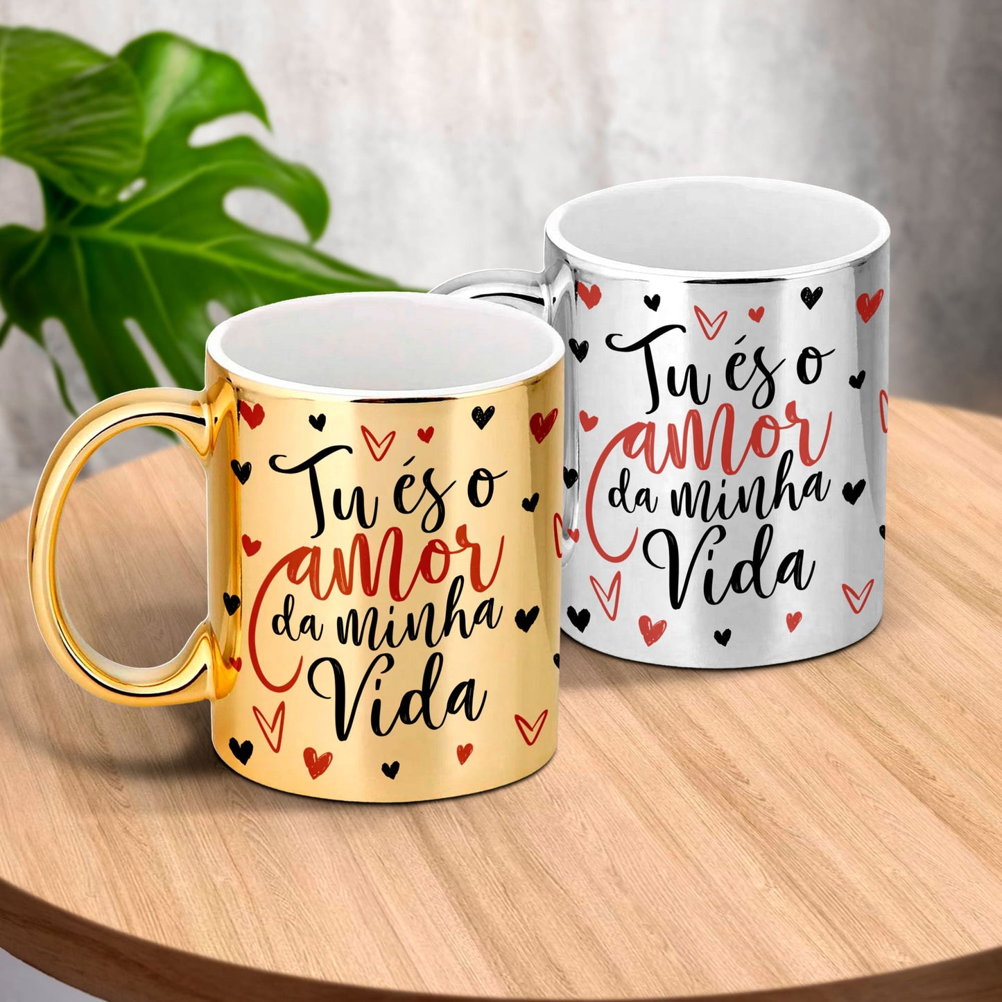 Caneca cromada "Tu és o amor da minha vida"