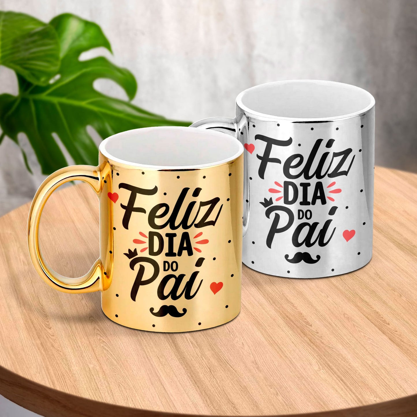 Caneca cromada "Feliz Dia do Pai"