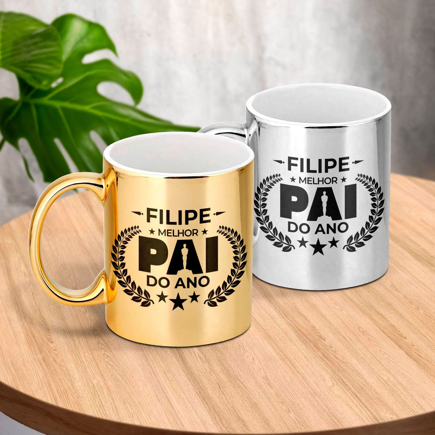 Caneca cromada "Óscar: melhor pai do ano"