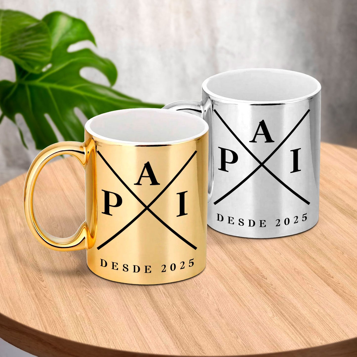 Caneca cromada "P A I"