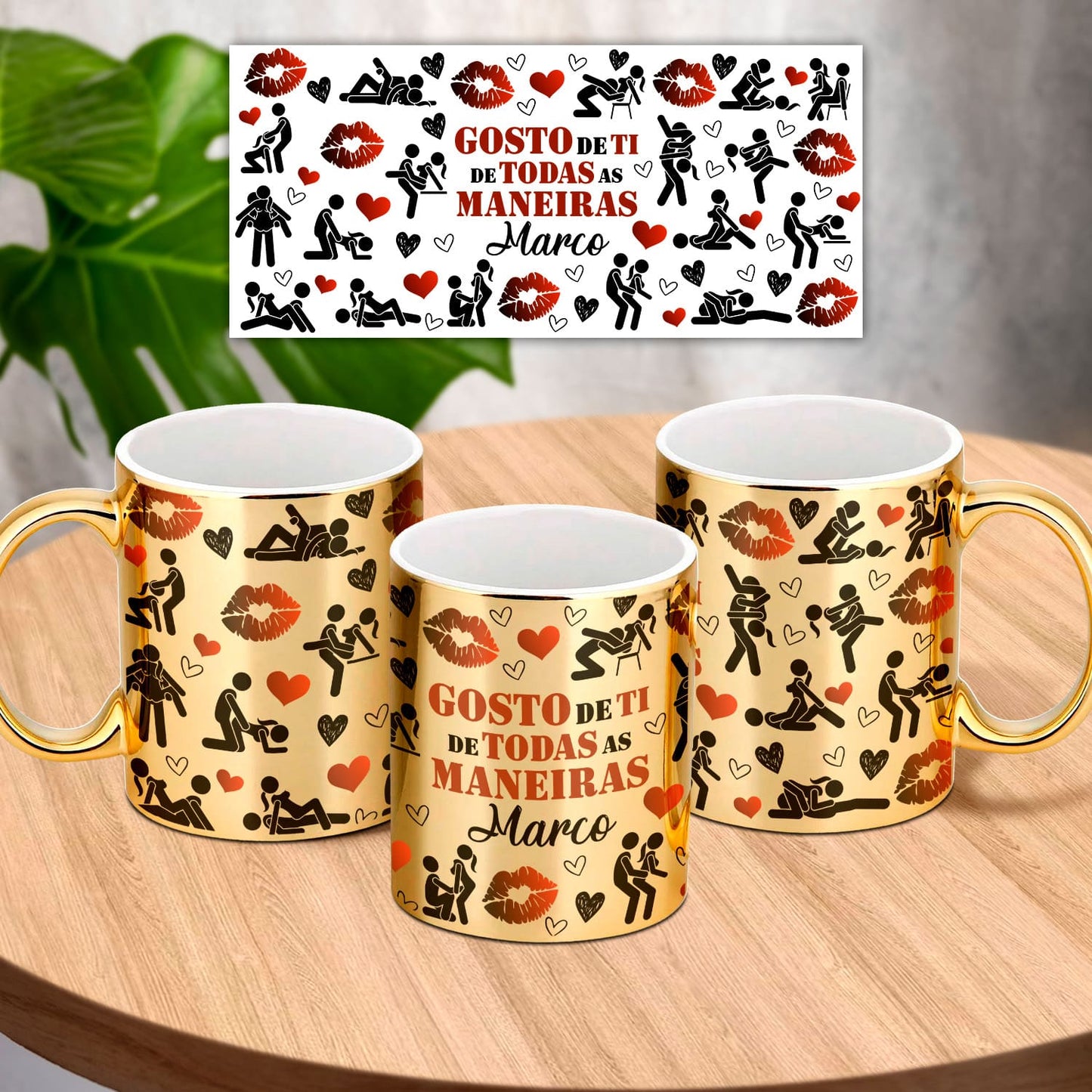 Caneca cromada "Gosto de ti de todas as maneiras"