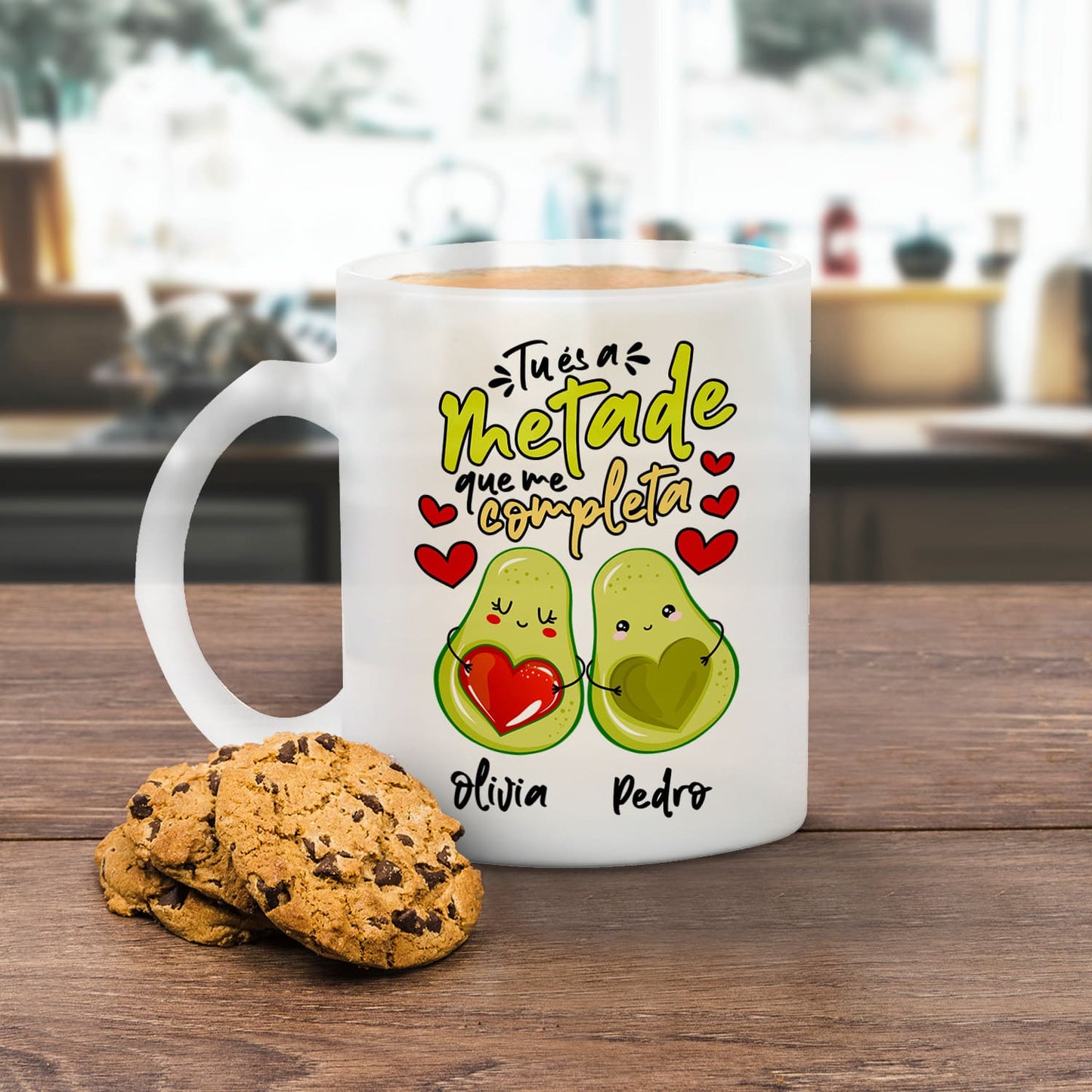 Caneca de vidro "Tu és a metade que me completa"