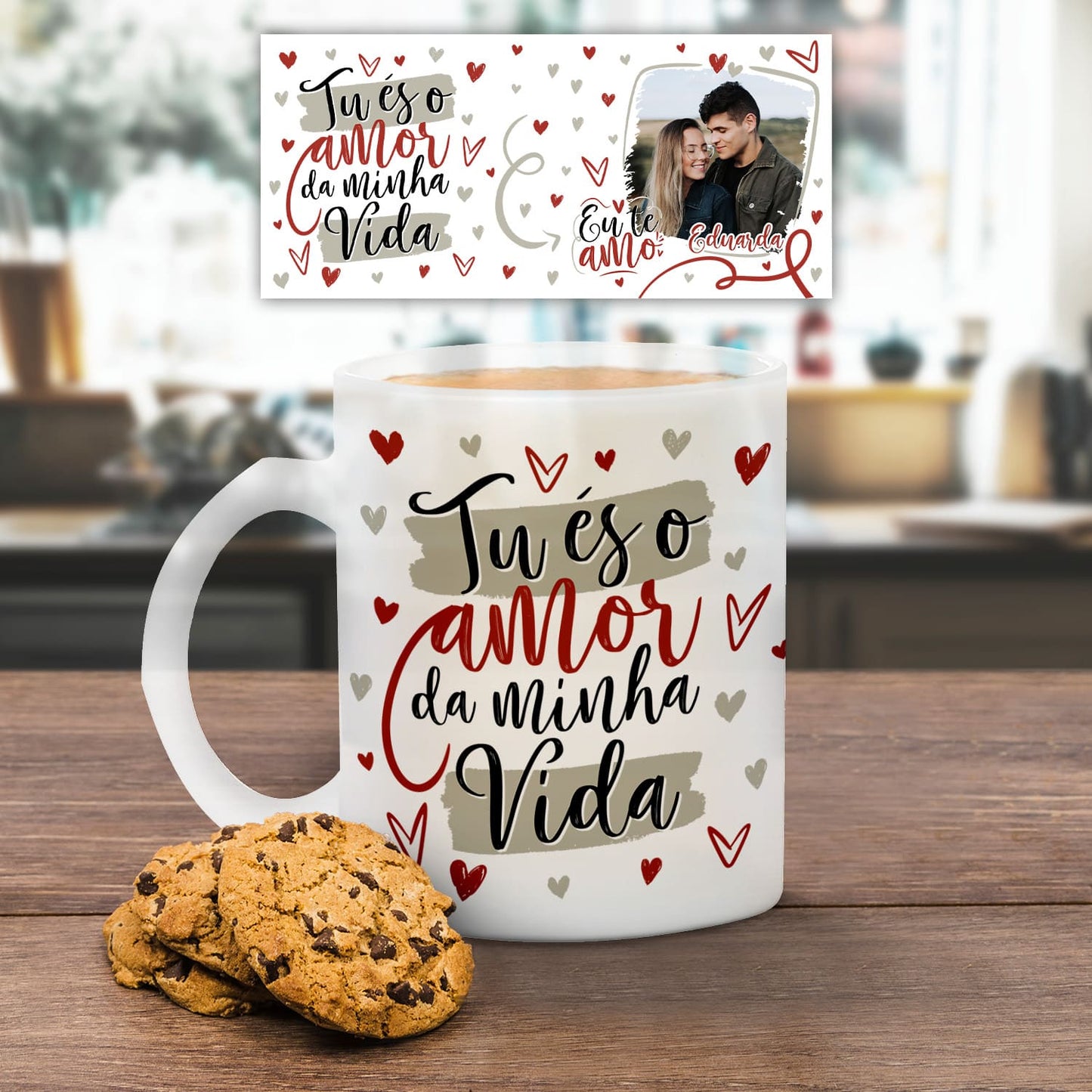 Caneca de vidro "Tu és o amor da minha vida"