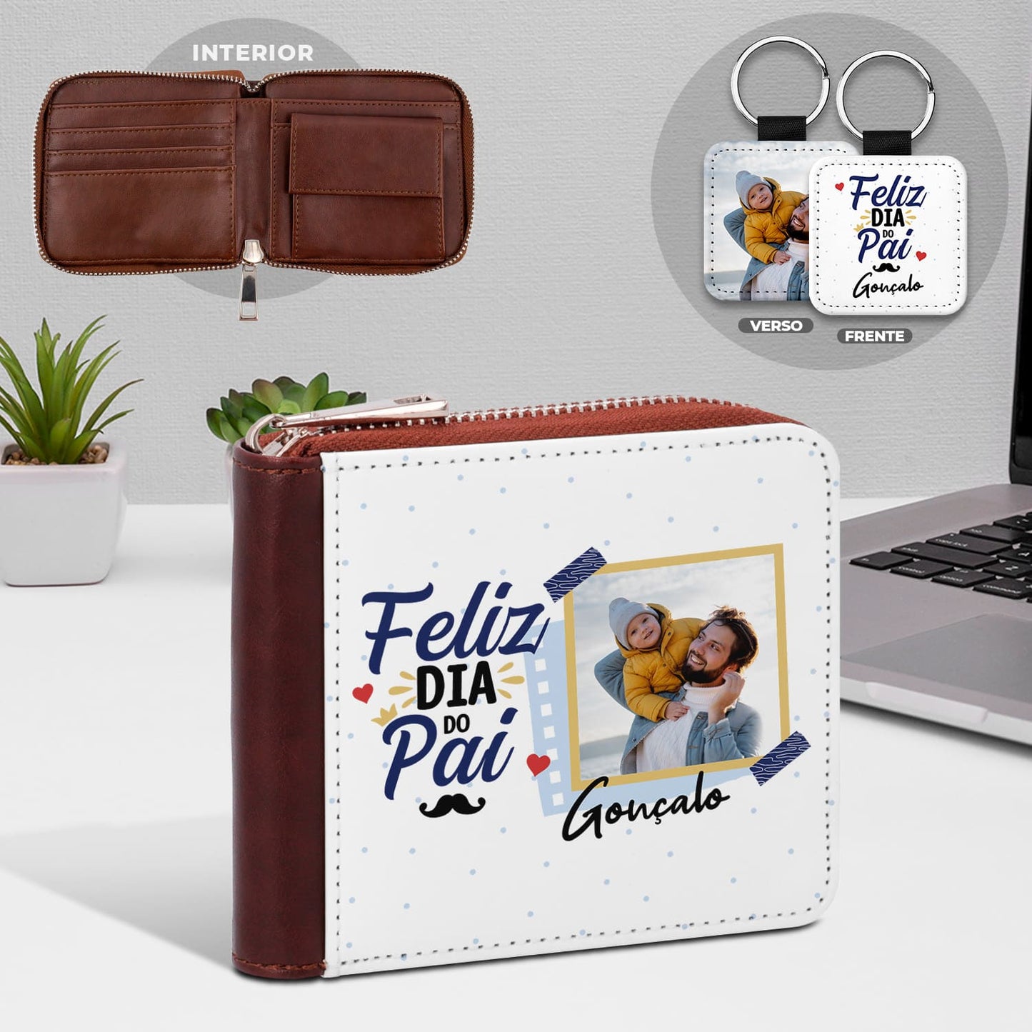 Carteira de homem e/ou Porta-chaves "Feliz Dia do Pai"