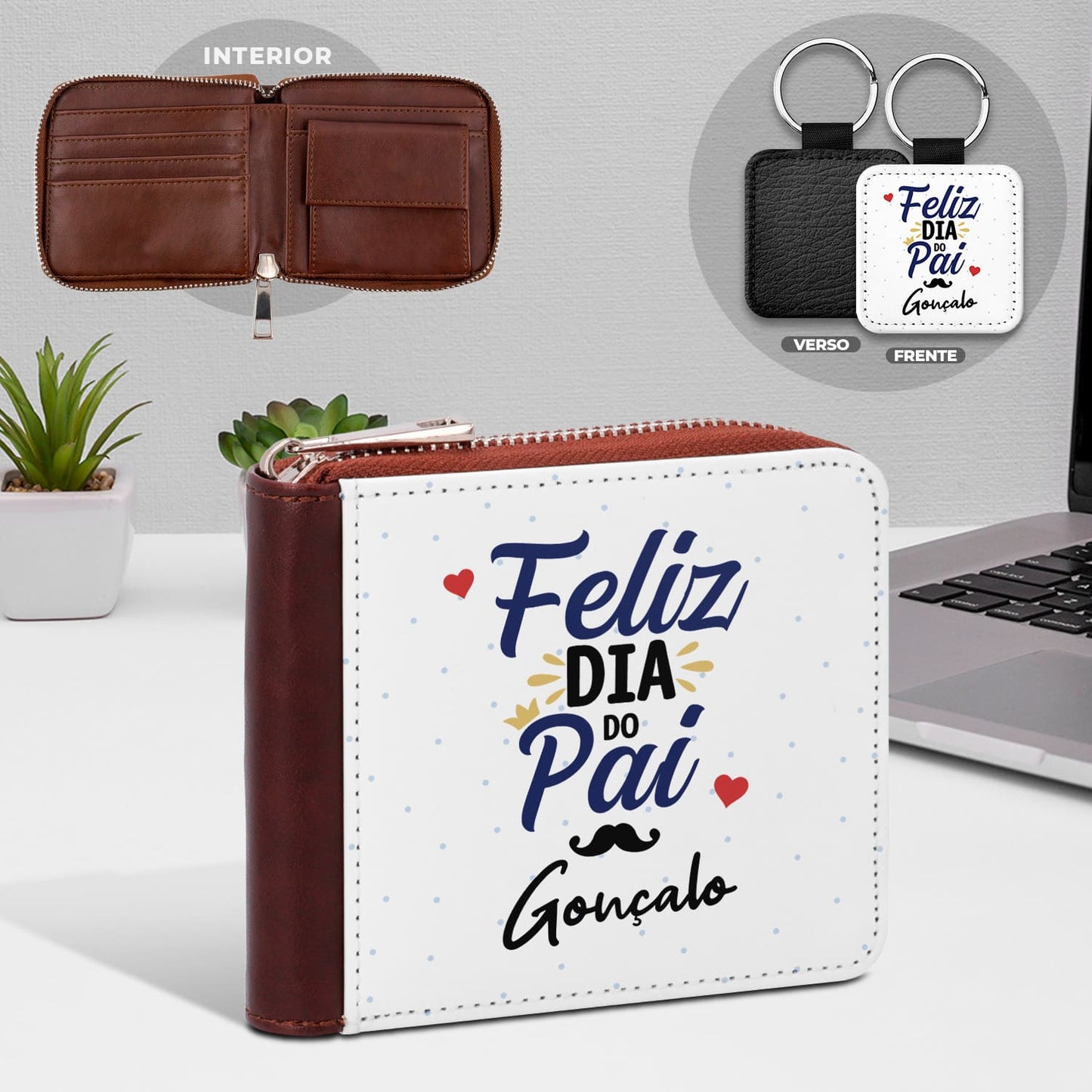 Carteira de homem e/ou Porta-chaves "Feliz Dia do Pai"