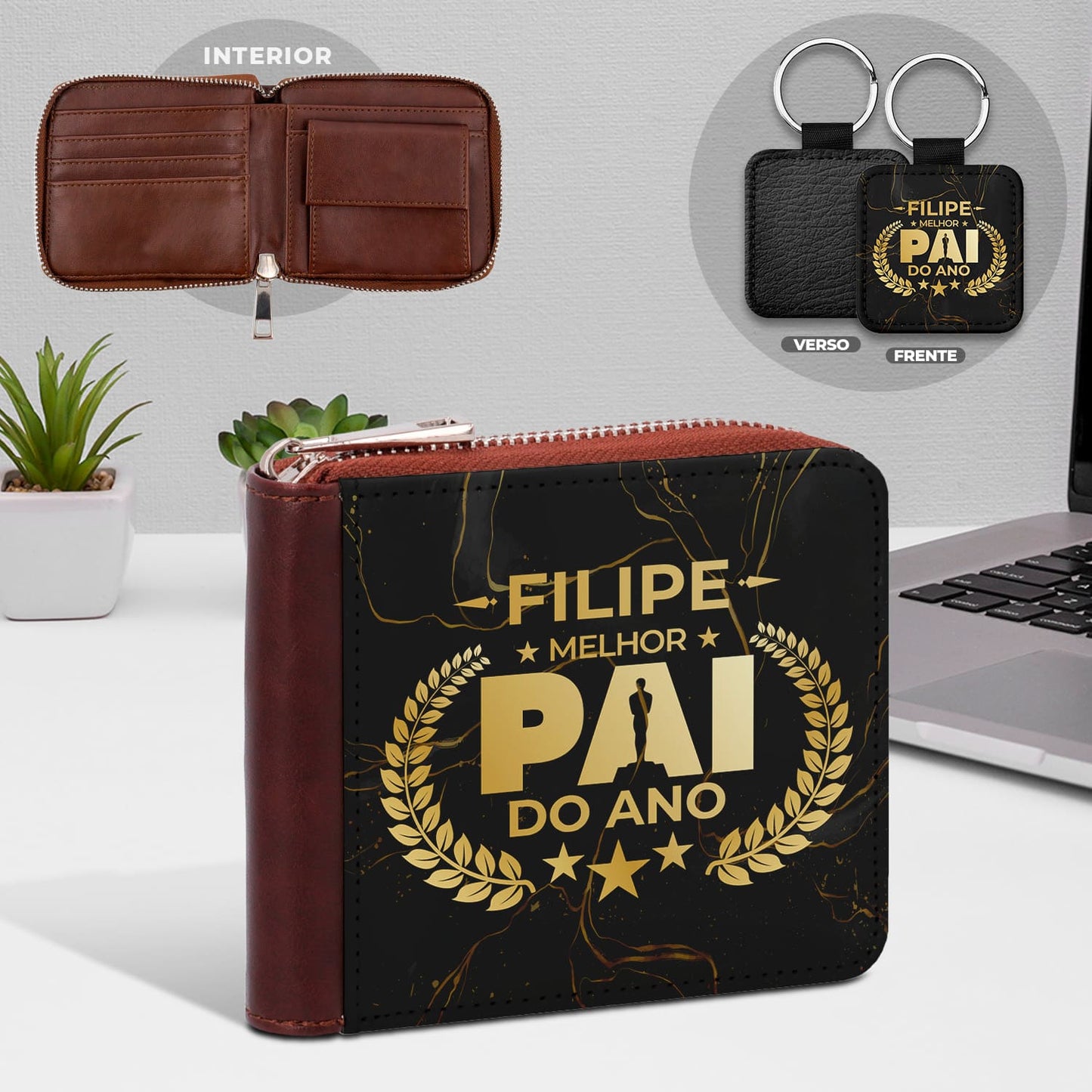 Carteira de homem e/ou Porta-chaves "Óscar: melhor pai do ano"