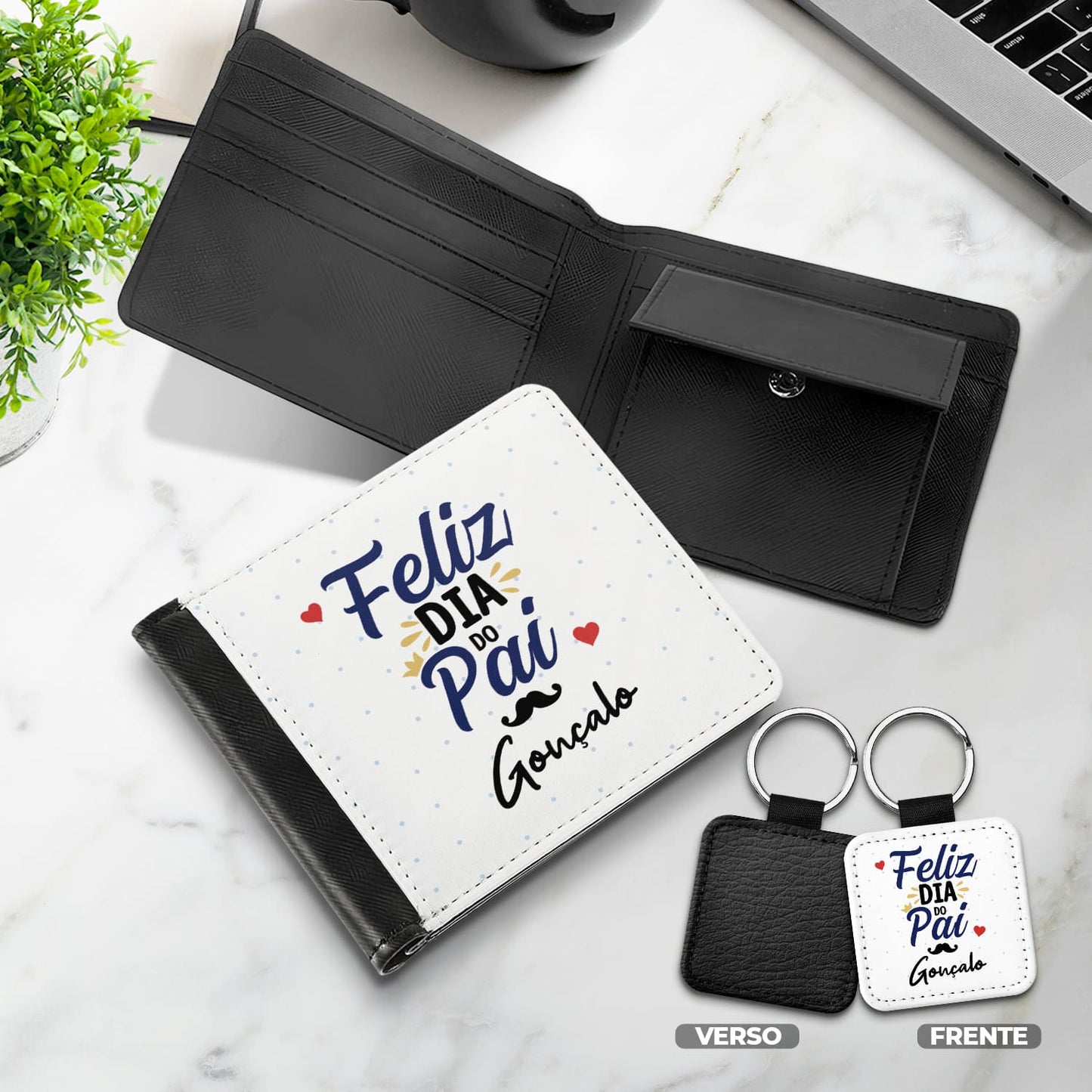 Carteira de homem e/ou Porta-chaves "Feliz Dia do Pai"