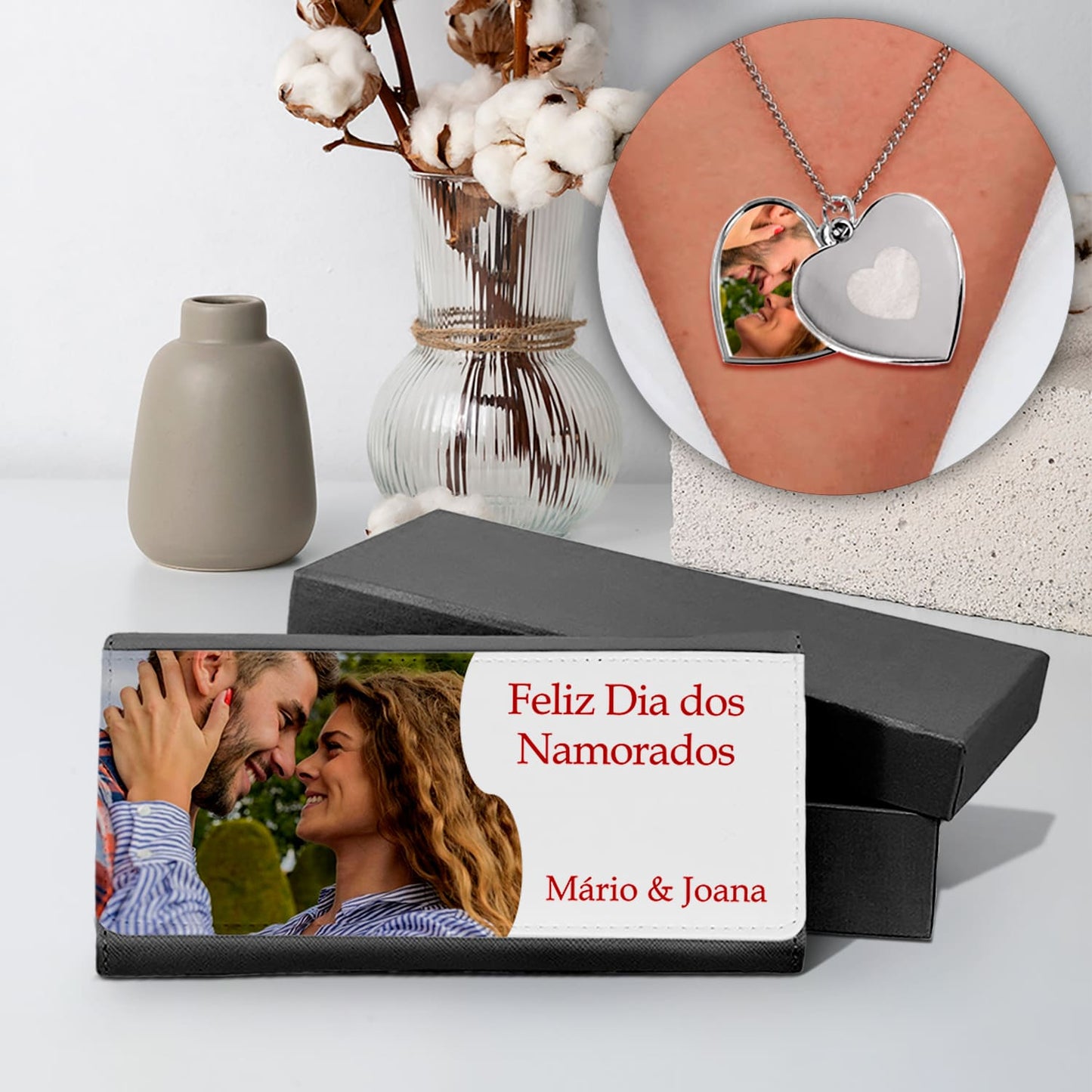 Carteira e/ou Colar Coração "Dia dos Namorados"