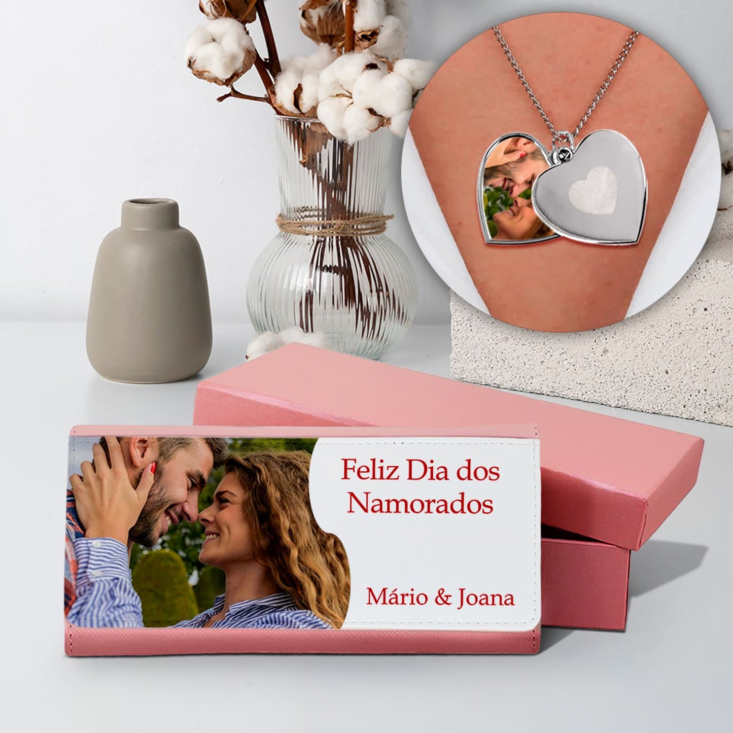 Carteira e/ou Colar Coração "Dia dos Namorados"