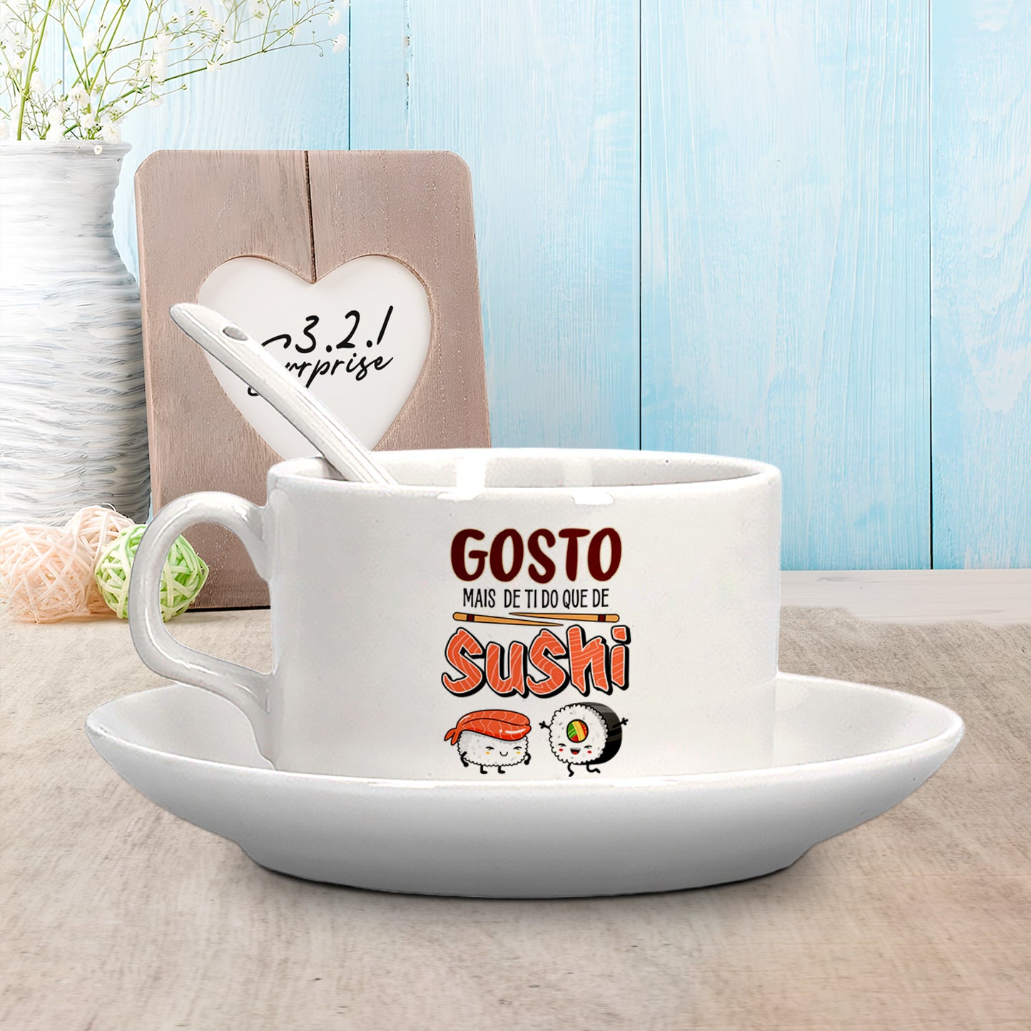 Chávena "Gosto mais de ti do que de sushi"