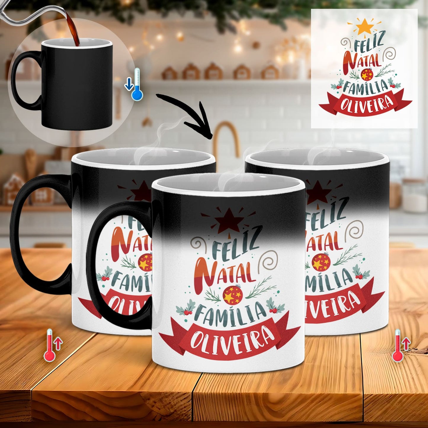 Conjunto 3 Canecas Mágicas "Família"